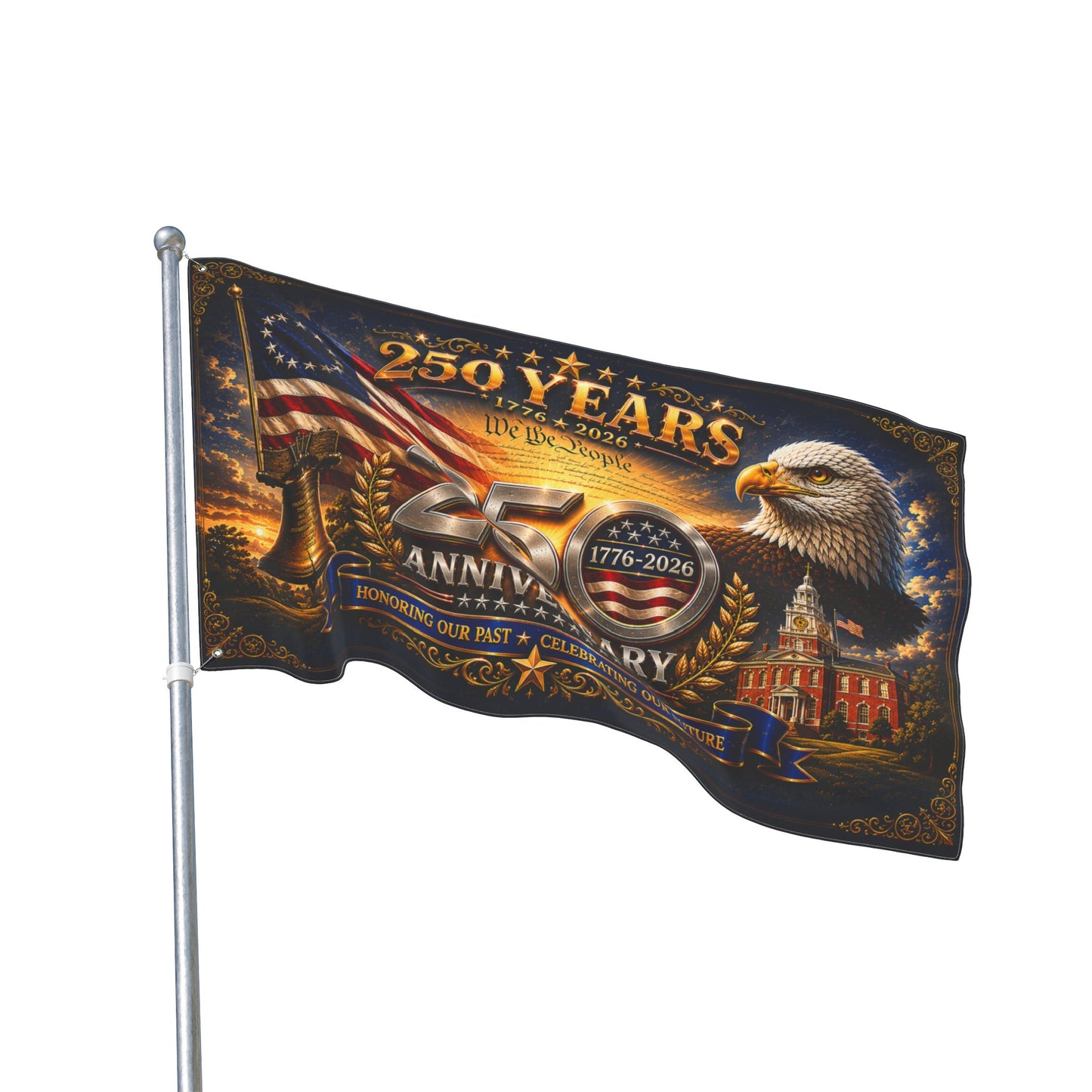 250th Anniversary American Flag - Double-Sided Patriotic Banner (1776–2026)