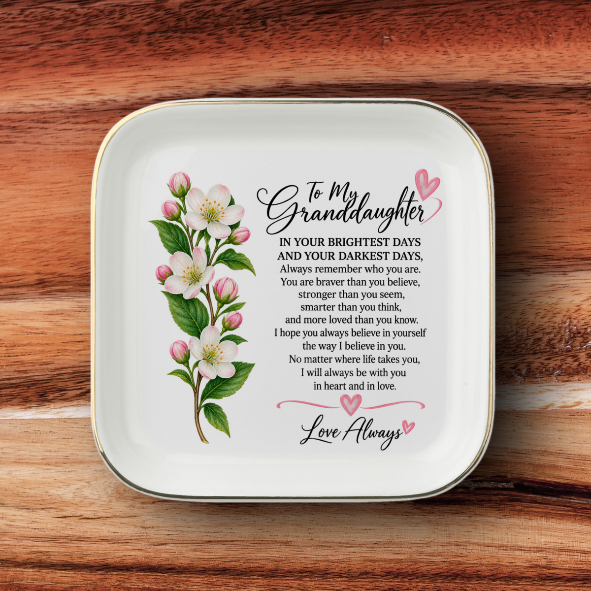 To My Granddaughter Jewelry Dish, Proud of You Gift from Grandma Grandpa, Sentimental Granddaughter Keepsake, Graduation Gift