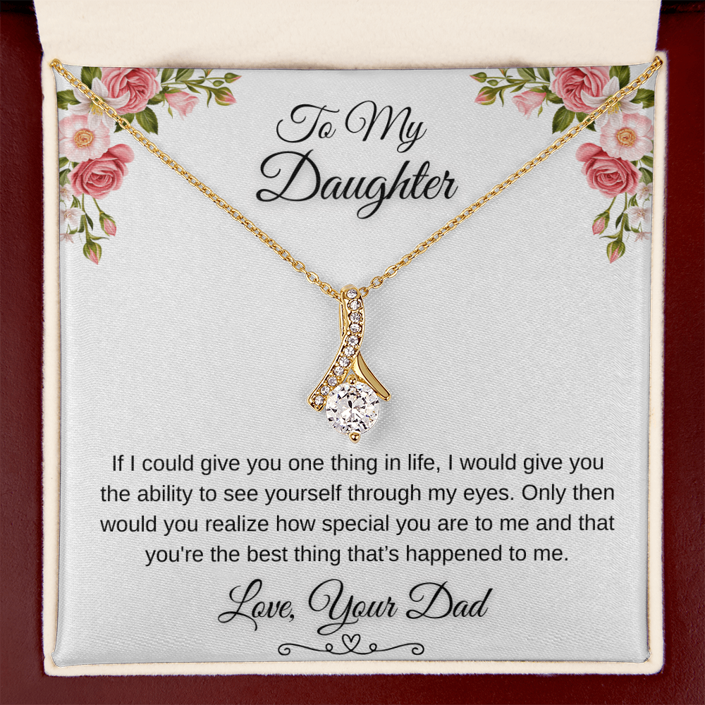 To My Daughter Through My Eyes Ribbon Necklace