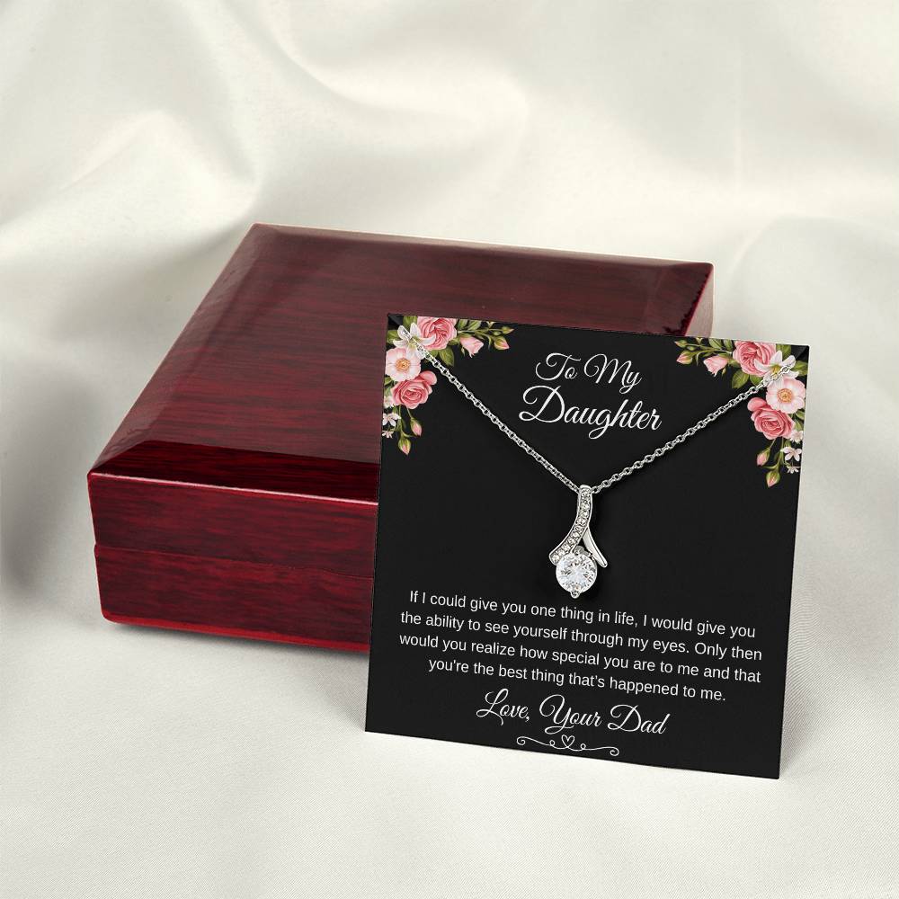 To My Daughter Through My Eyes Ribbon Necklace