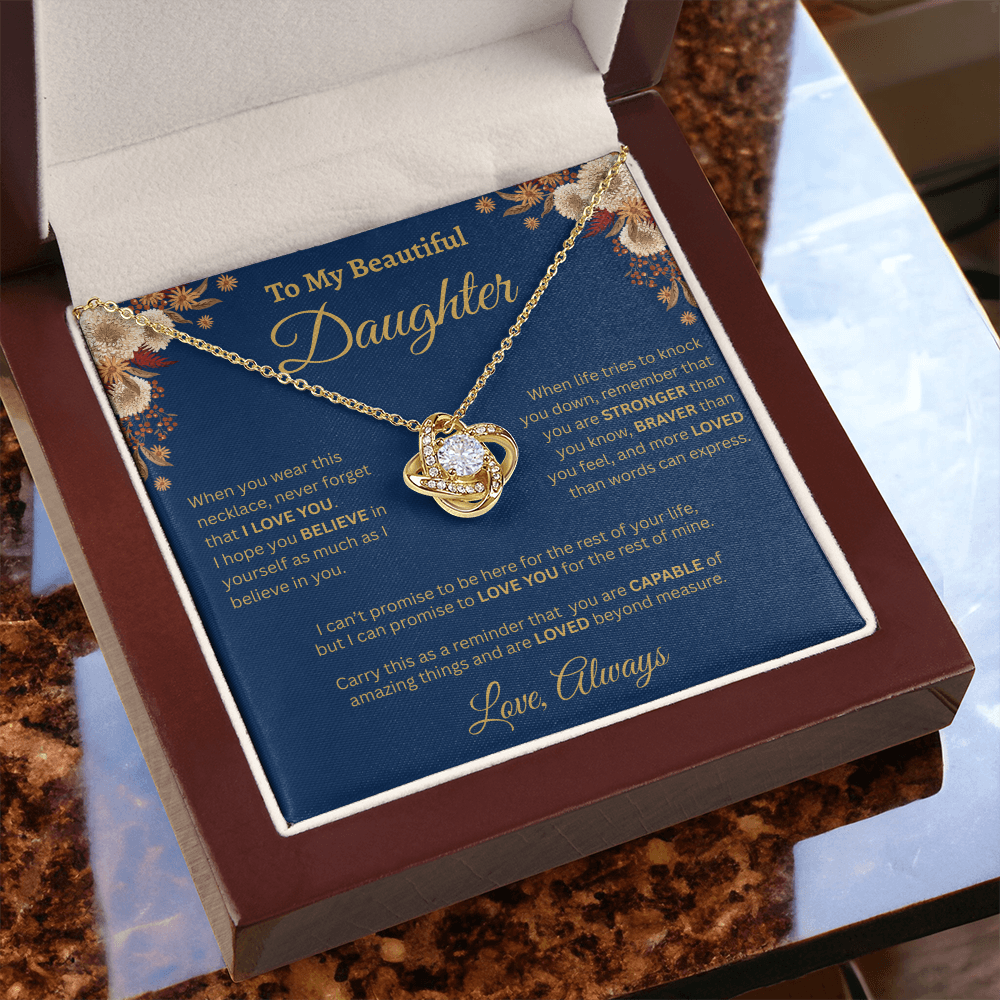 To My Beautiful Daughter Necklace – Golden Bloom Love & Strength Gift