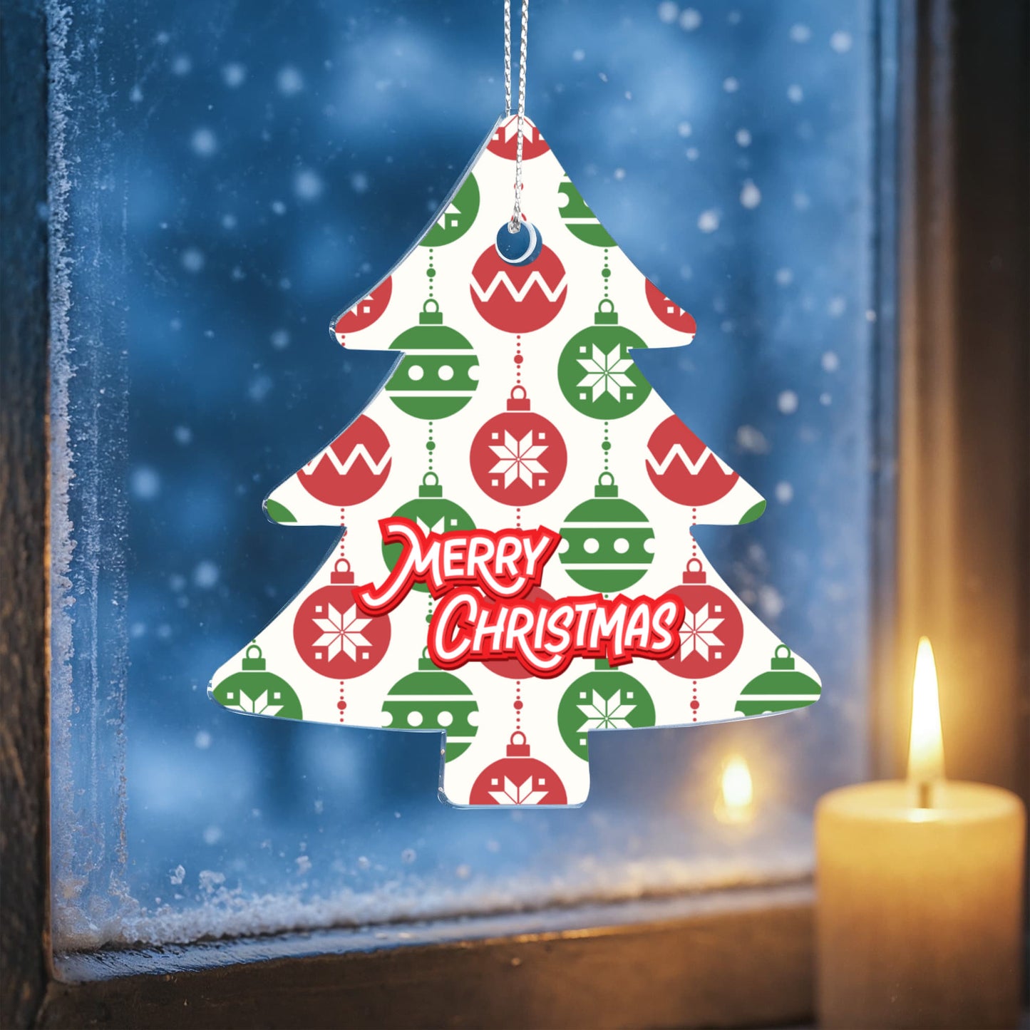 Merry Christmas Tree Ornament With Festive Holiday Baubles