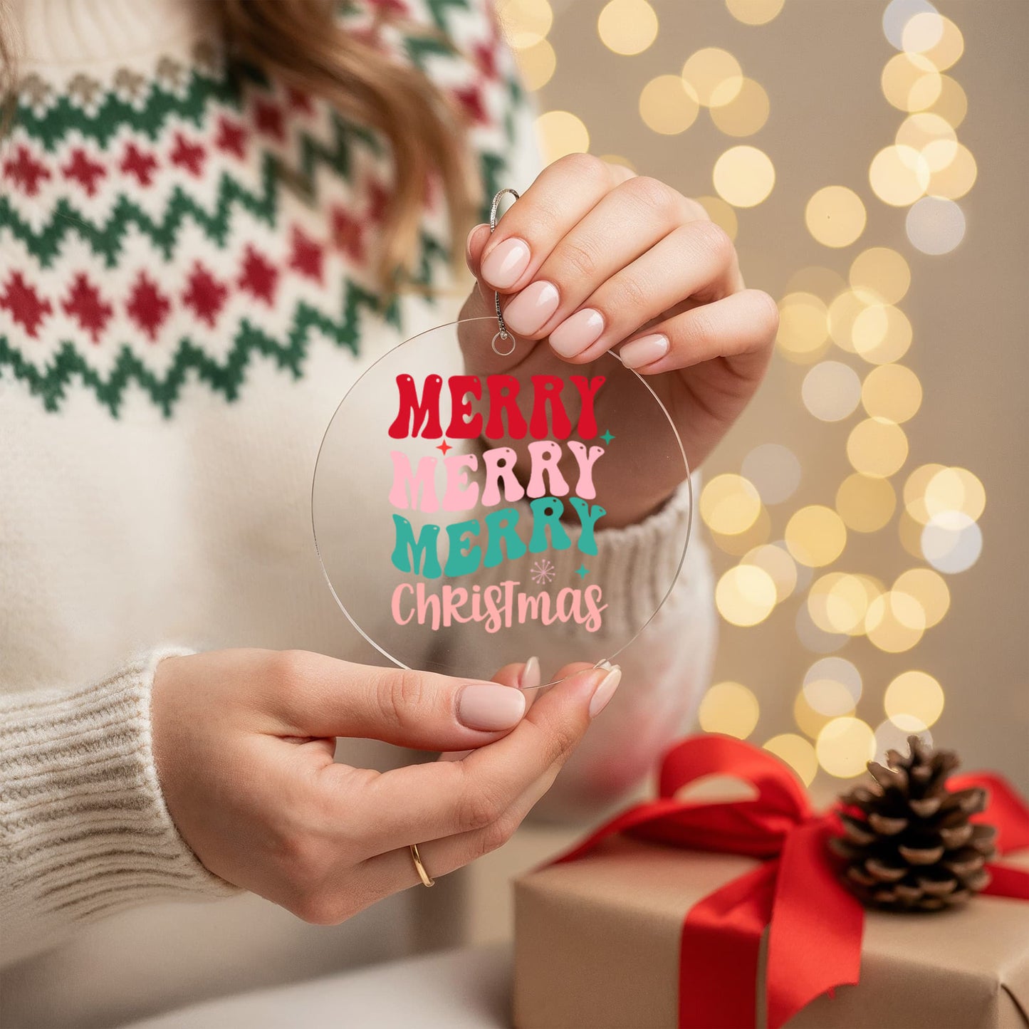 Merry Merry Merry Christmas Acrylic Tree Ornament Keepsake