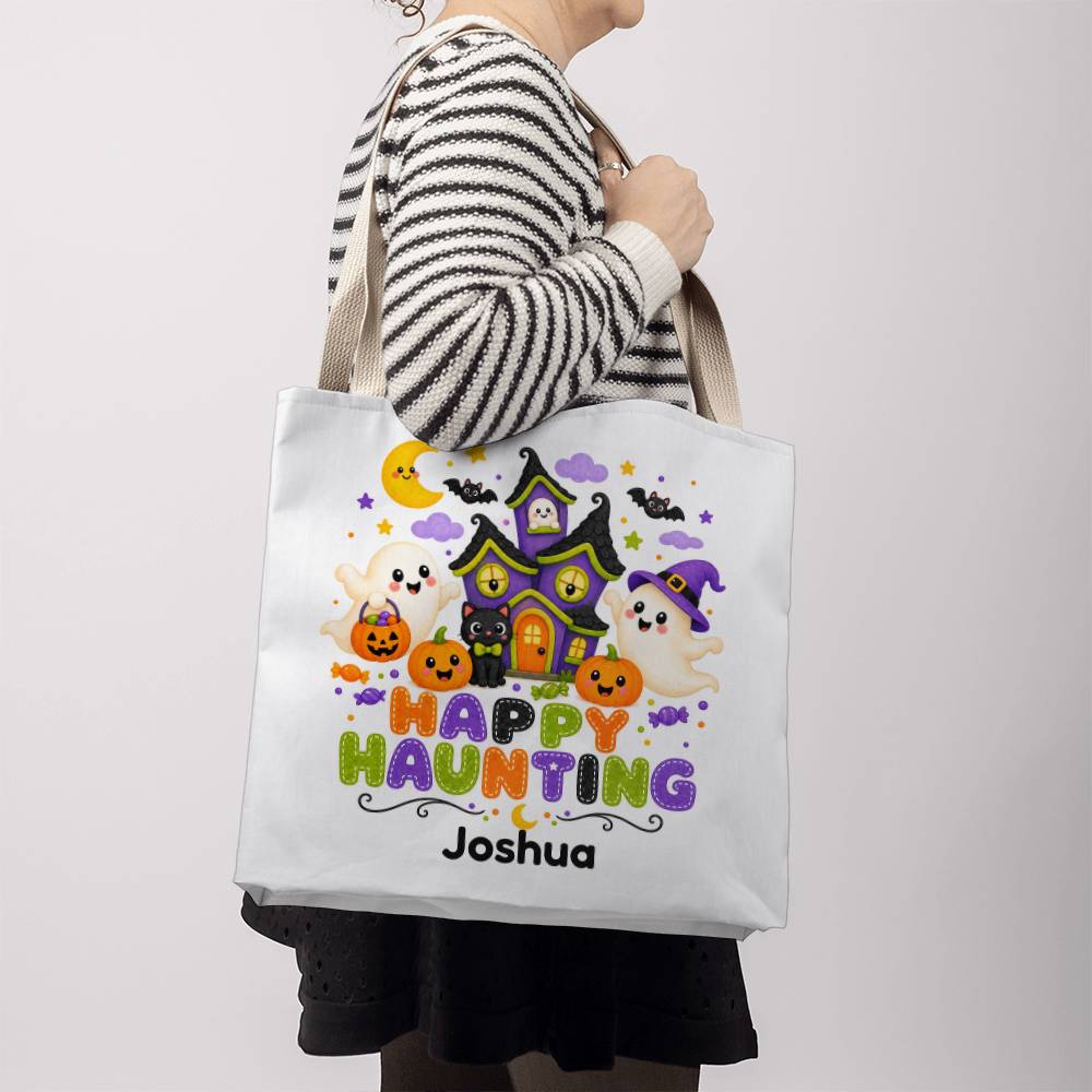 Halloween Personalized Happy Haunt Tote Bag