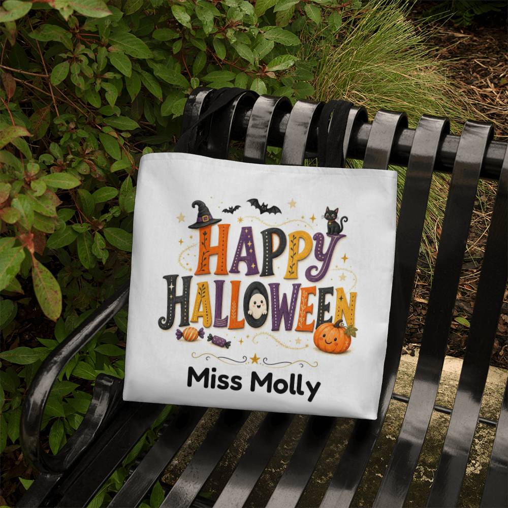 Halloween Personalized Happy Tote Bag