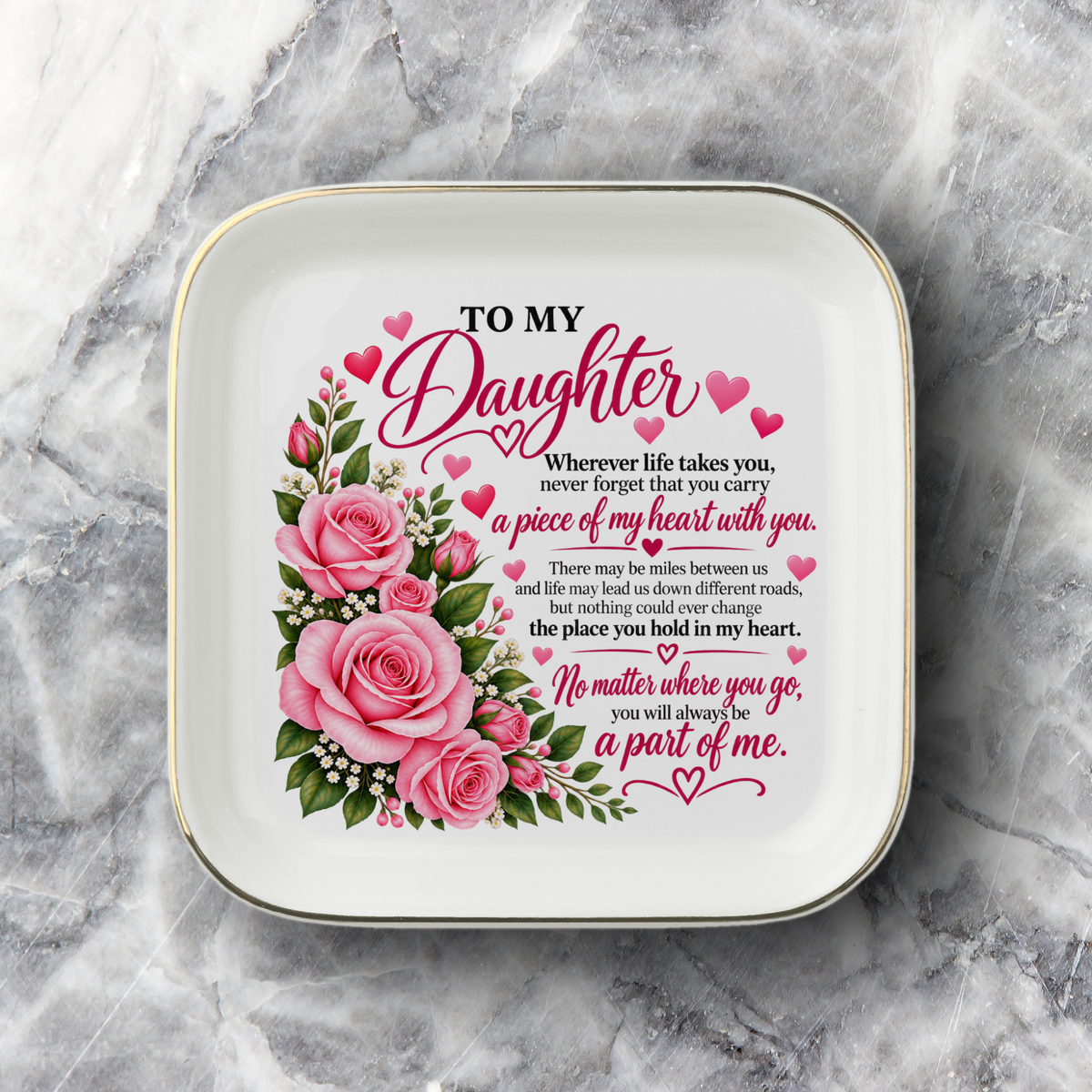 To My Daughter “Piece of My Heart” Gold-Trimmed Jewelry