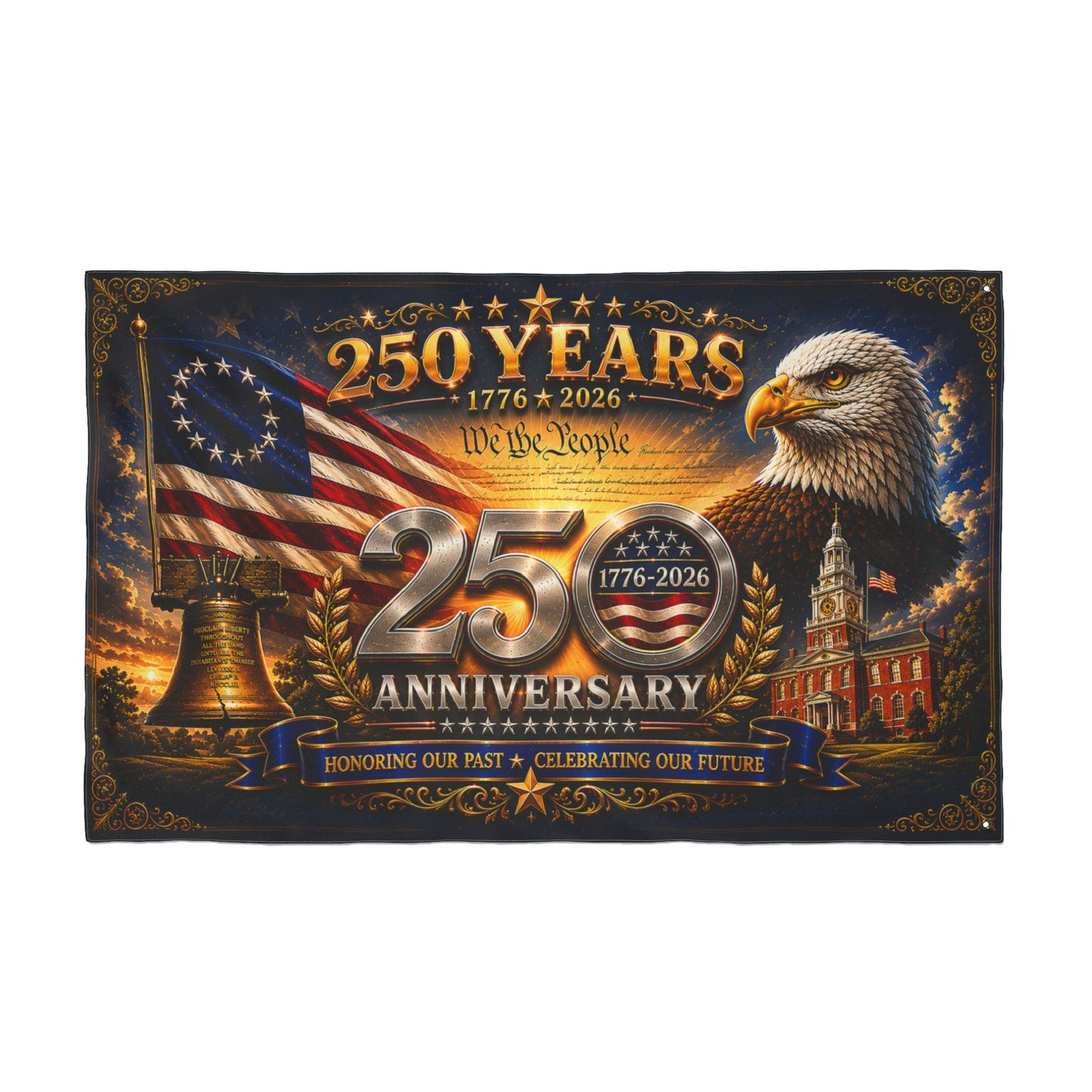 250th Anniversary American Flag - Double-Sided Patriotic Banner (1776–2026)