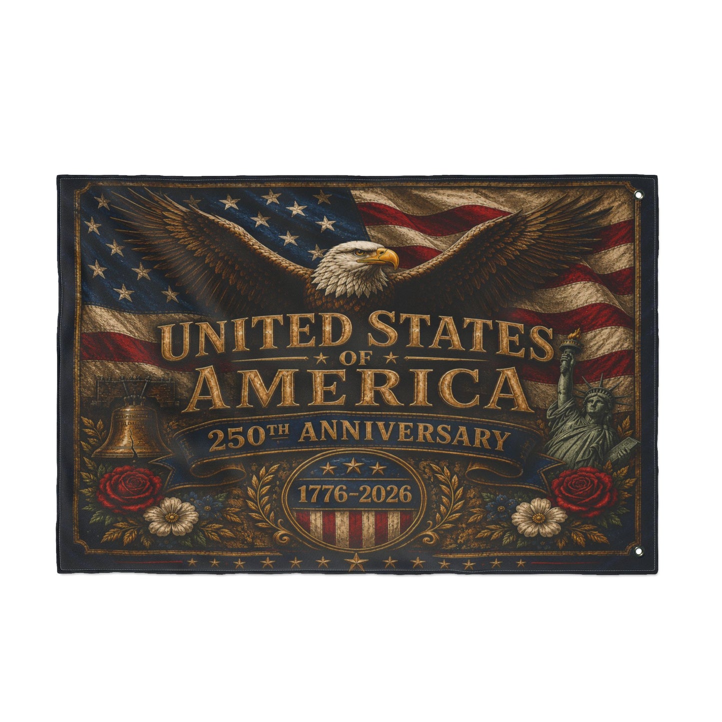 United States of America 250th Anniversary Vintage Flag Patriotic Family Heritage