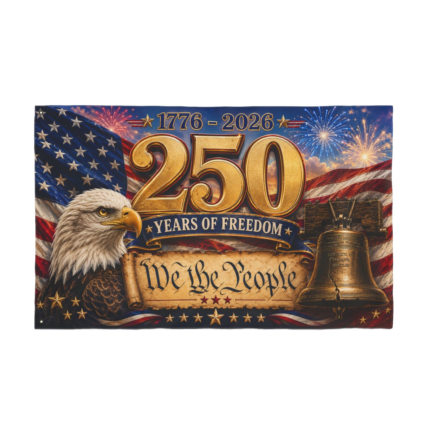 250 Years of Freedom Double-Sided American Flag - "We the People" Patriotic Banner (1776–2026)