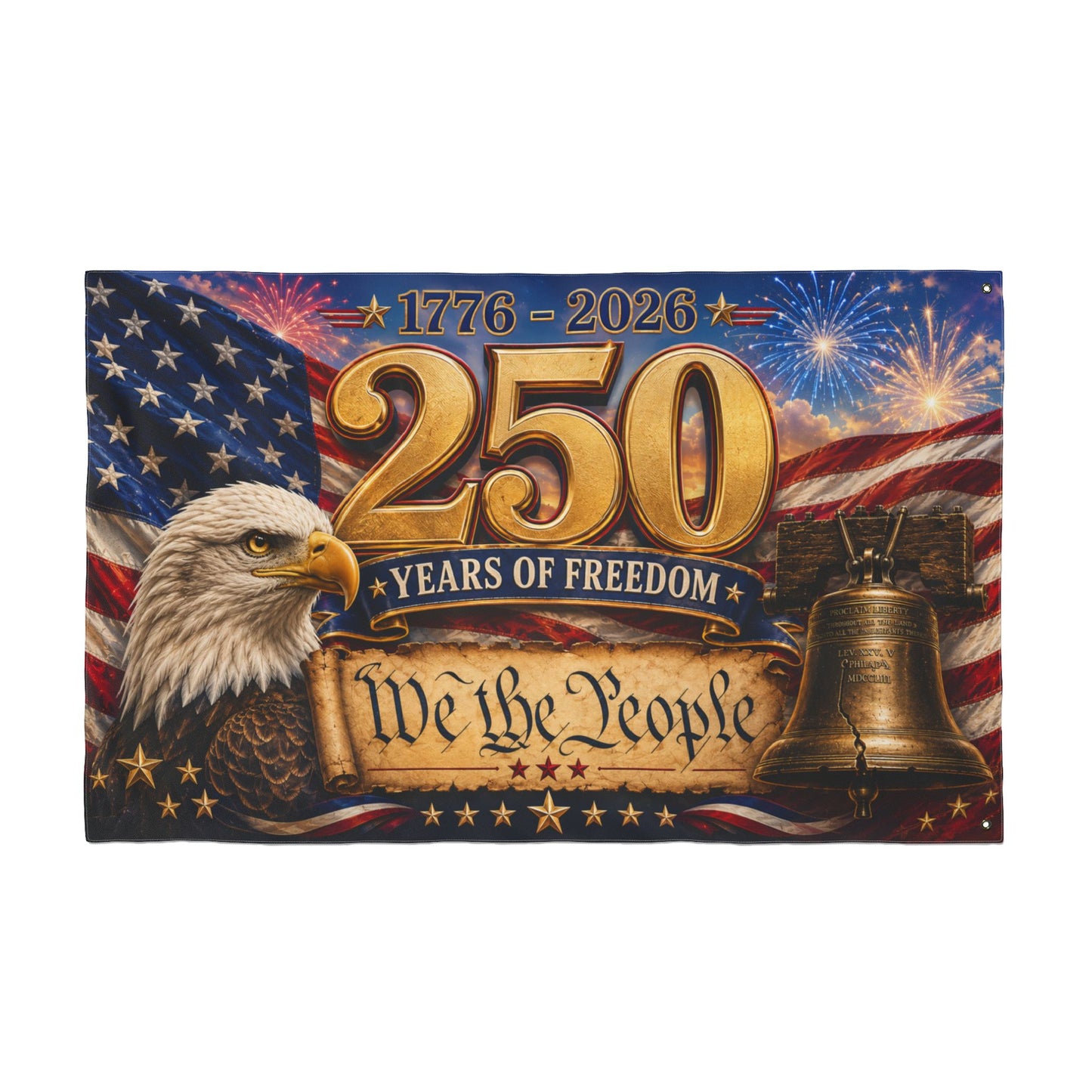 250 Years of Freedom Double-Sided American Flag - "We the People" Patriotic Banner (1776–2026)
