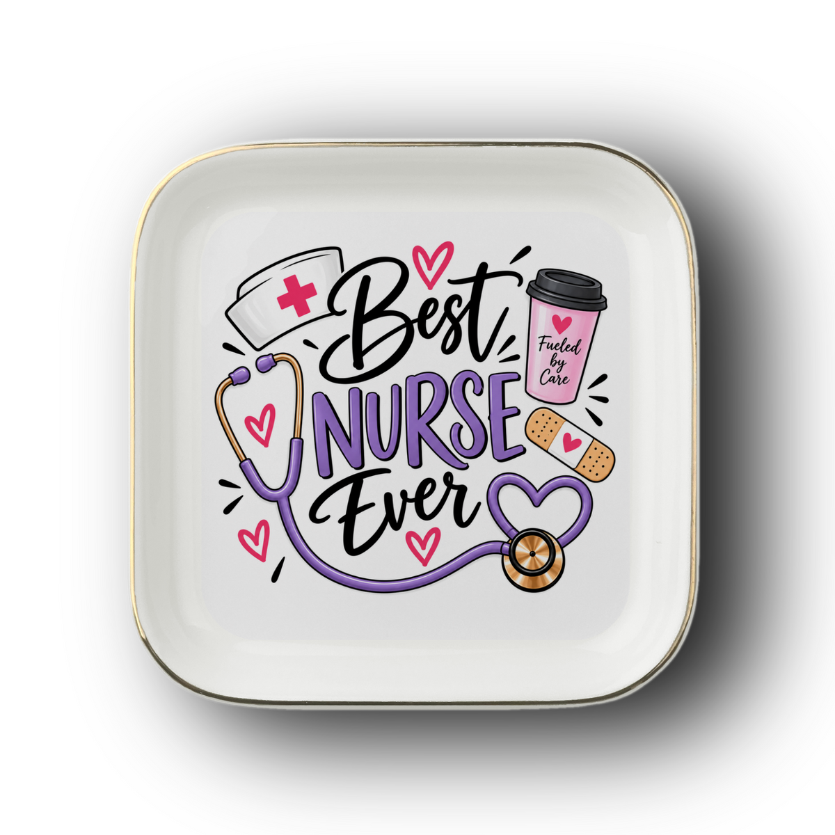 Best Nurse Ever Gold-Trimmed Jewelry Dish