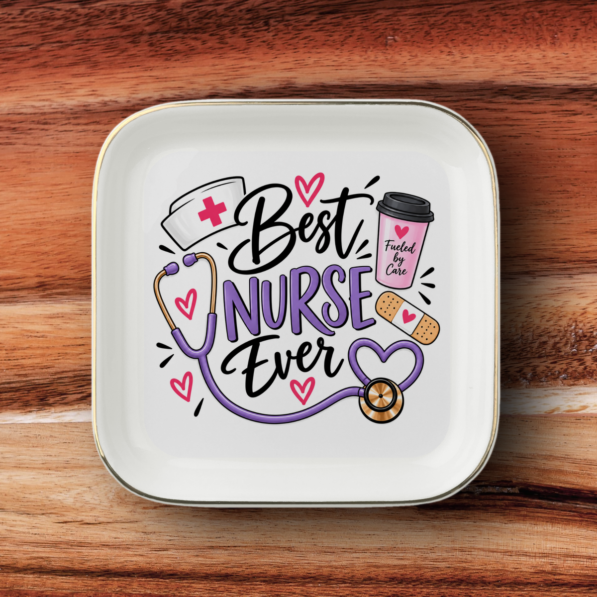 Best Nurse Ever Gold-Trimmed Jewelry Dish