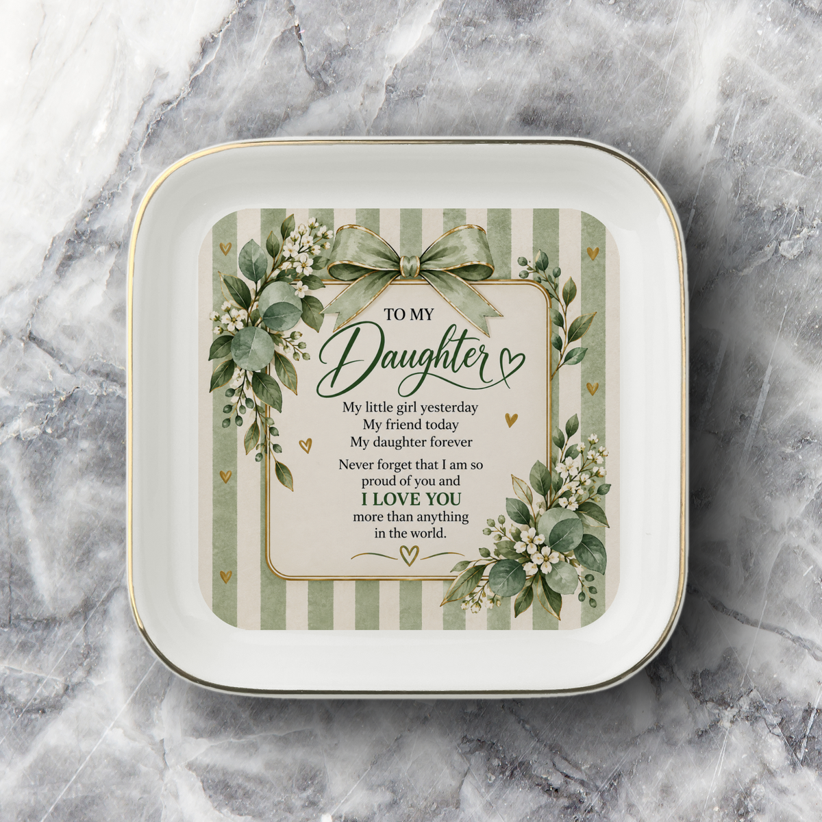 To My Daughter Jewelry Dish, Daughter Forever Gift, Sentimental Daughter Gift, Sage Green Trinket Dish, Daughter Keepsake