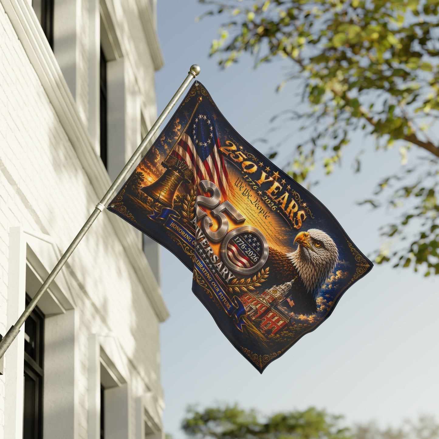 250th Anniversary American Flag - Double-Sided Patriotic Banner (1776–2026)