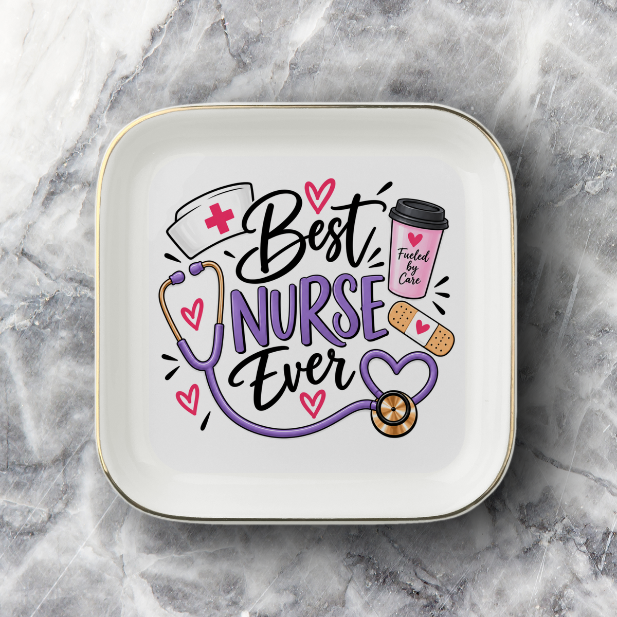 Best Nurse Ever Gold-Trimmed Jewelry Dish