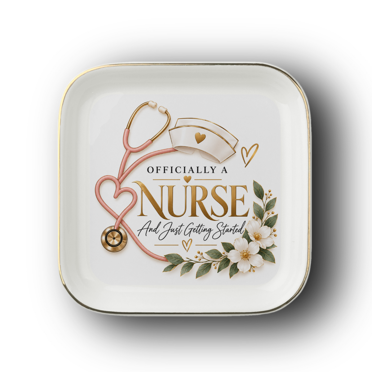 Officially a Nurse Gold-Trimmed Jewelry Dish