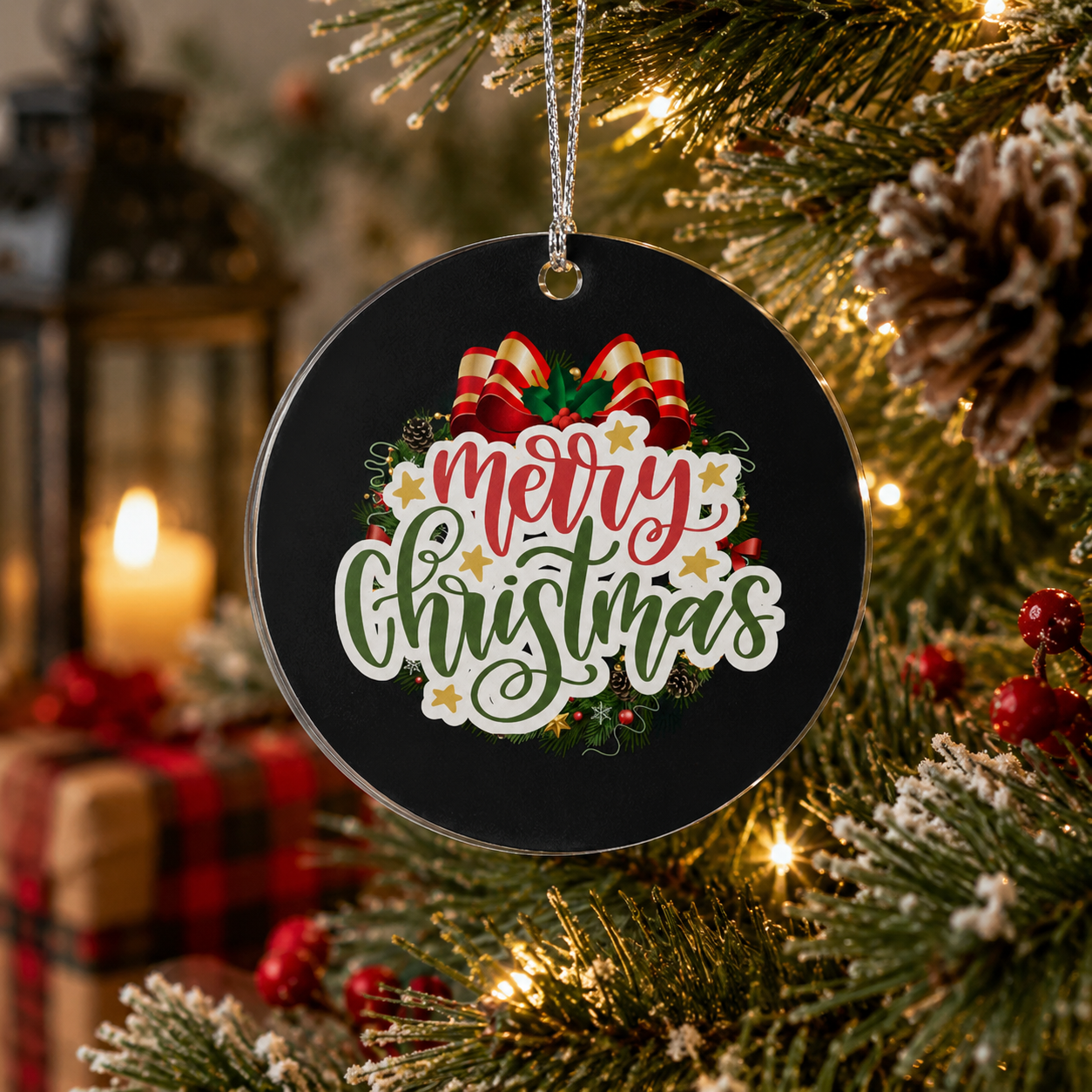 Classic Christmas Wreath Ornament For Holiday Home Décor