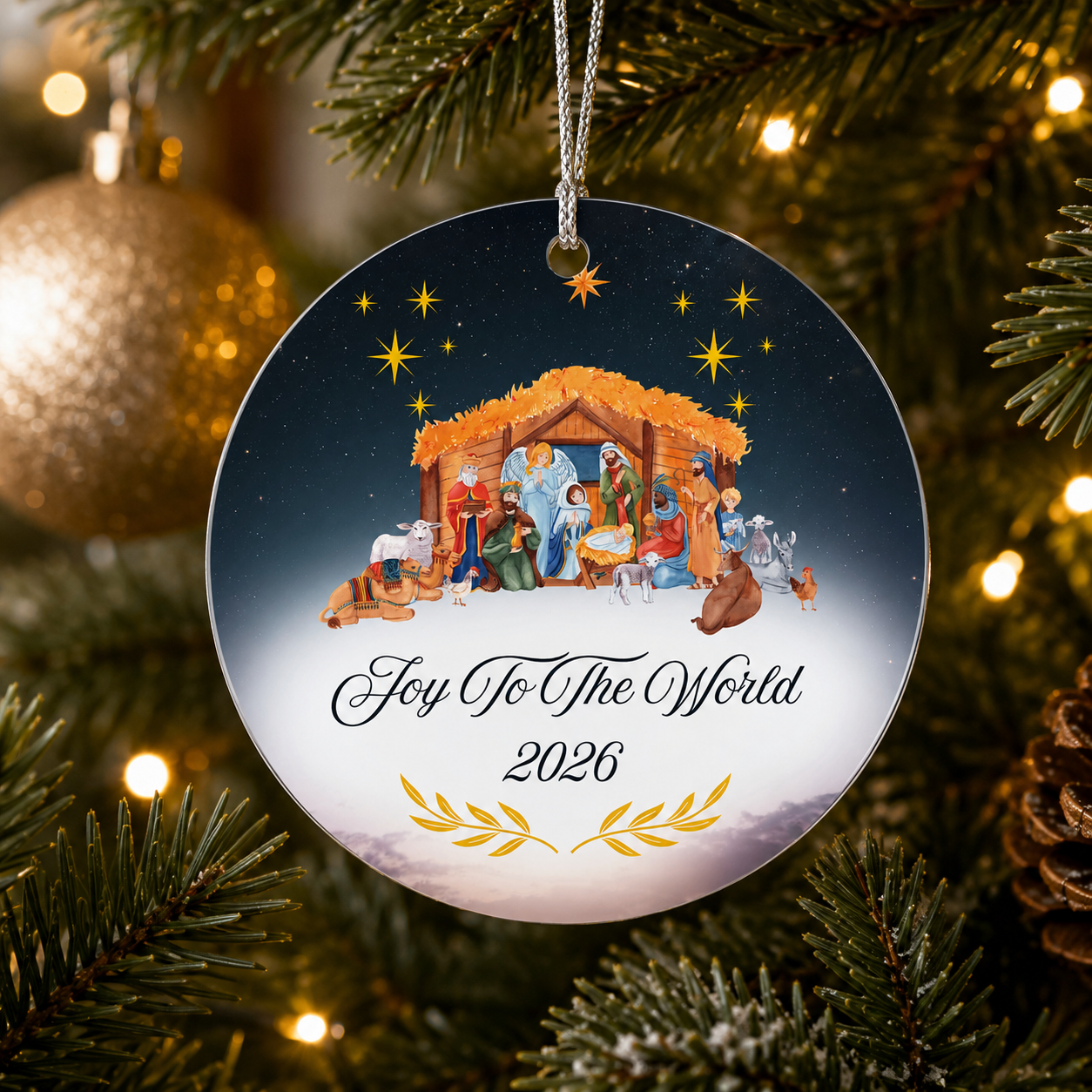 Joy To The World Nativity Acrylic Ornament Keepsake