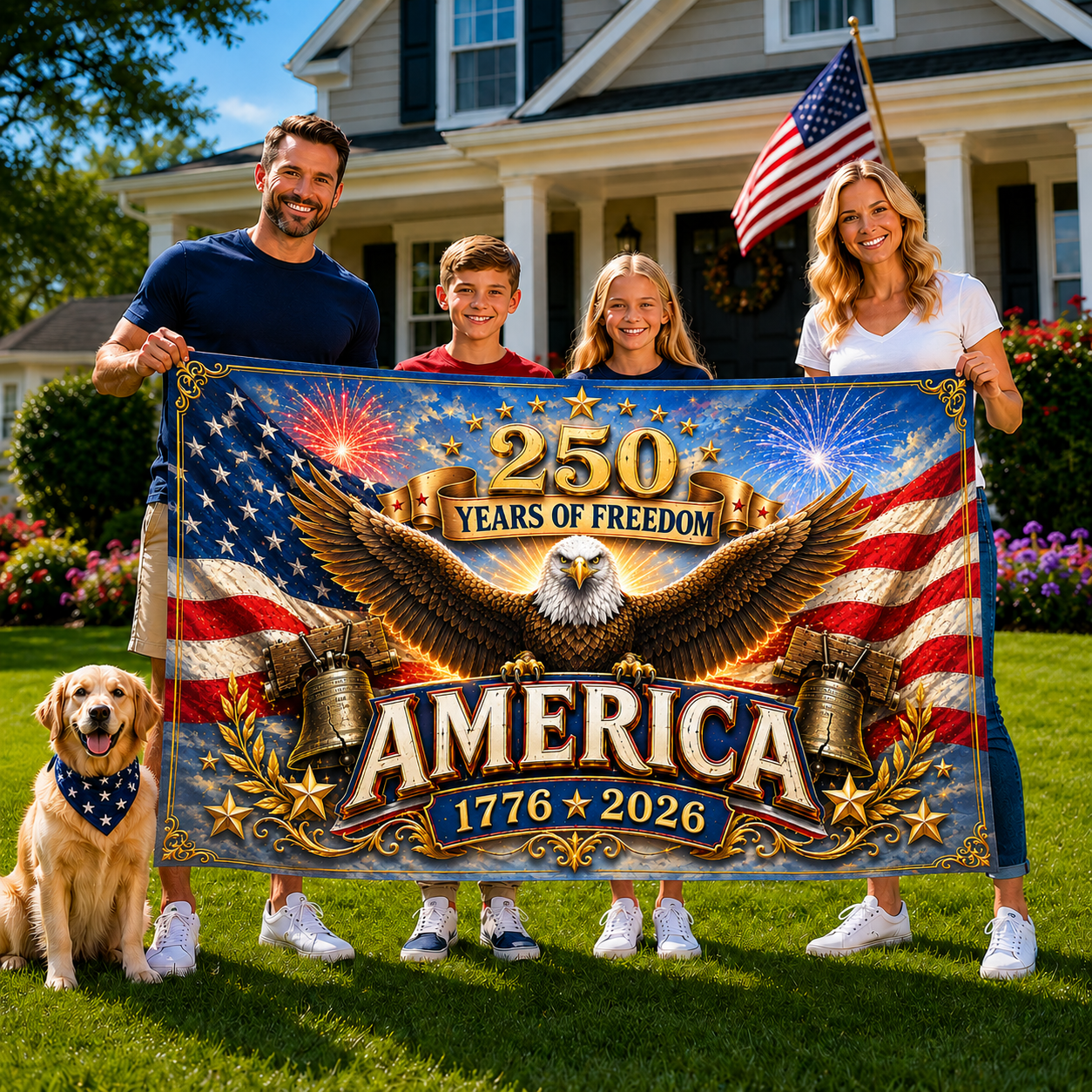 250 Years Of Freedom Patriotic American Eagle Flag