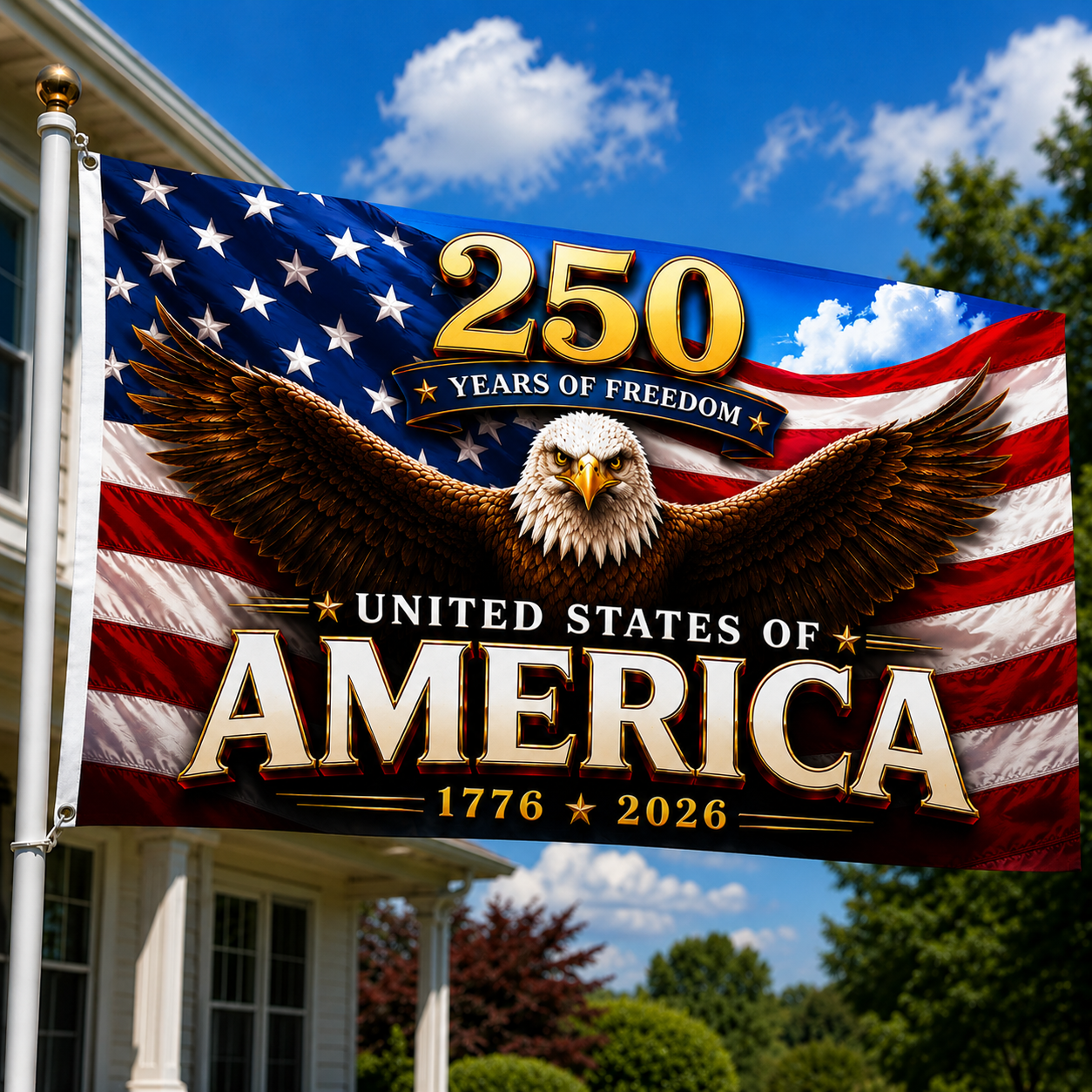 American Eagle Freedom Flag For 250th Anniversary Celebration
