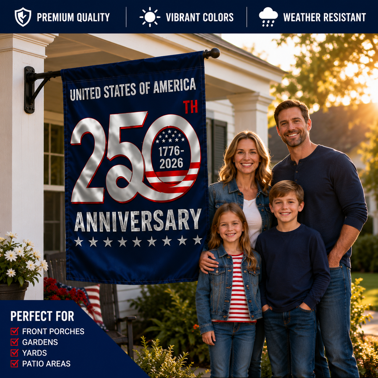 250th United States Anniversary Outdoor Flag — 1776–2026 Celebration Flag