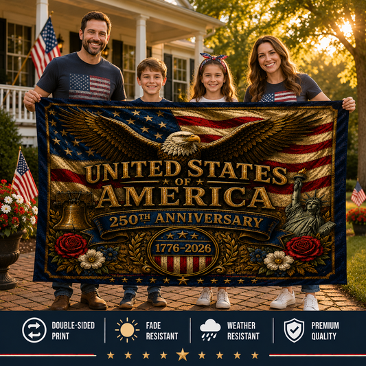 United States of America 250th Anniversary Vintage Flag Patriotic Family Heritage