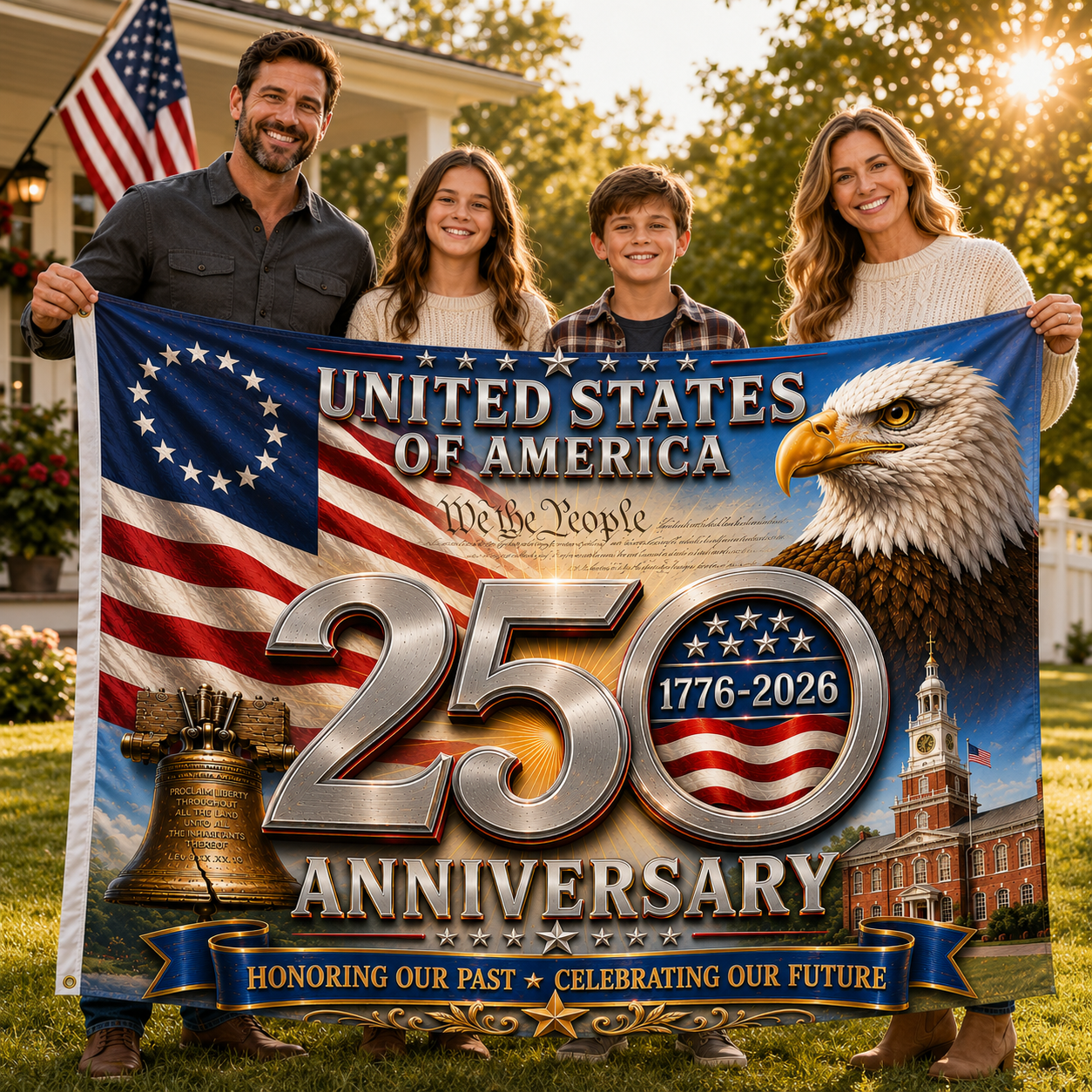 America 250 Anniversary Flag Celebrating Freedom And Family