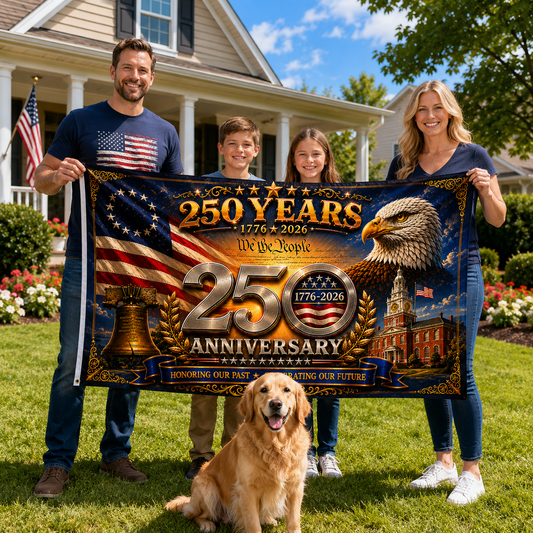 250th Anniversary American Flag - Double-Sided Patriotic Banner (1776–2026)