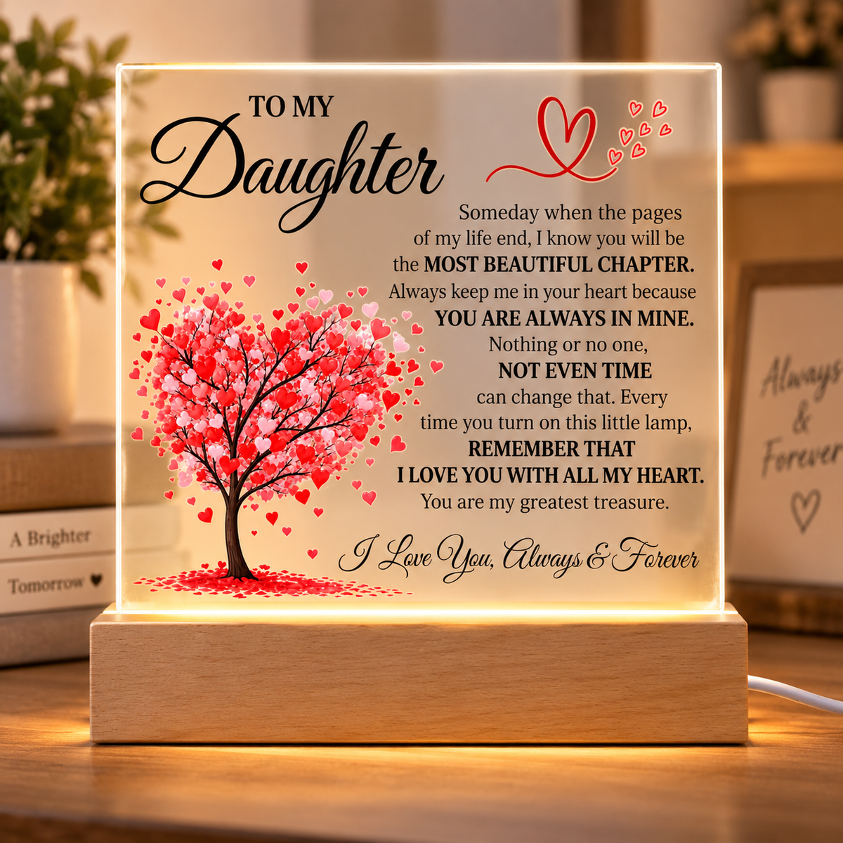 To My Daughter Acrylic Plaque – Most Beautiful Chapter LED Keepsake