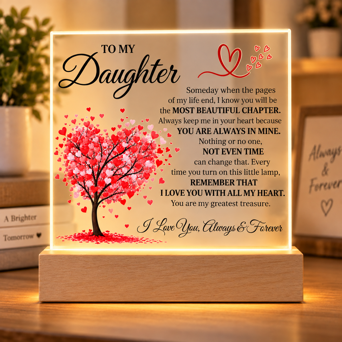 To My Daughter Acrylic Plaque – Most Beautiful Chapter LED Keepsake