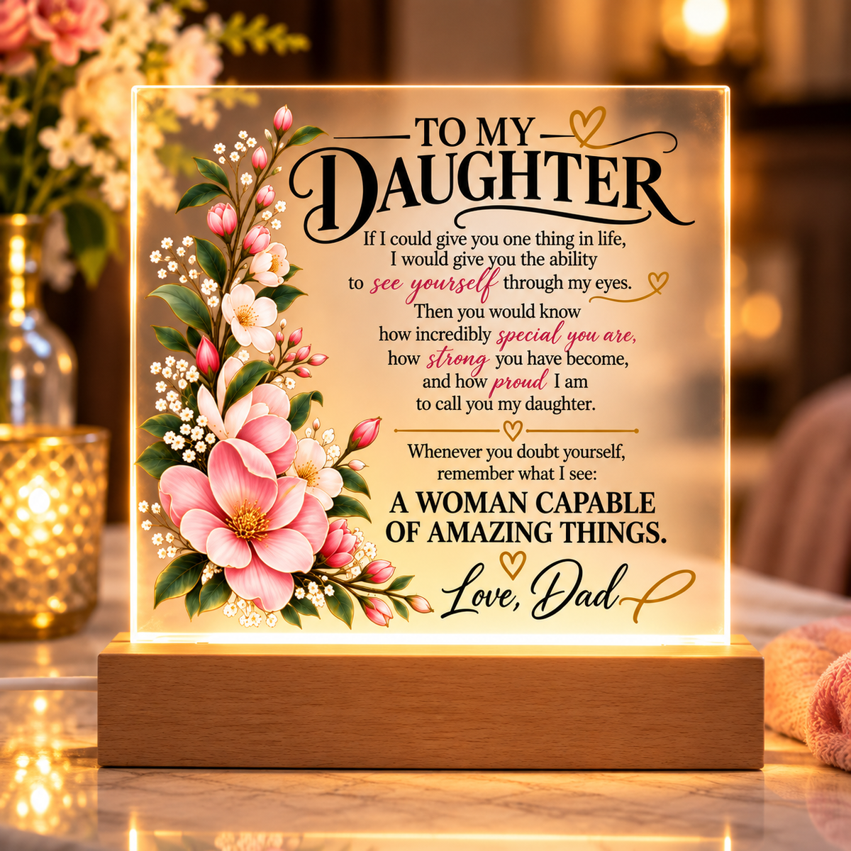 To My Daughter Acrylic Plaque – See Yourself Through My Eyes Gift From Dad