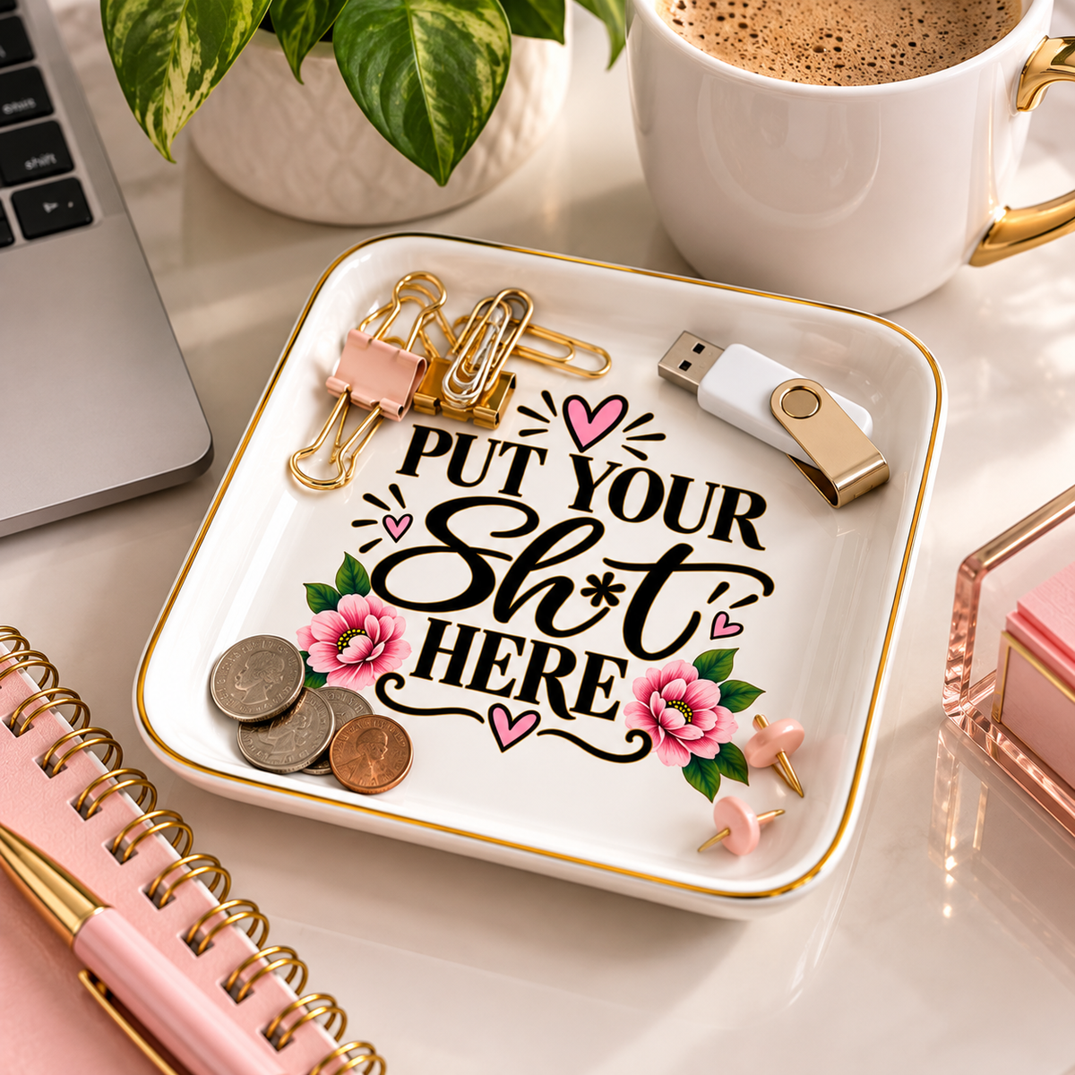 Put Your Sh*t Here Gold-Trimmed Jewelry Dish