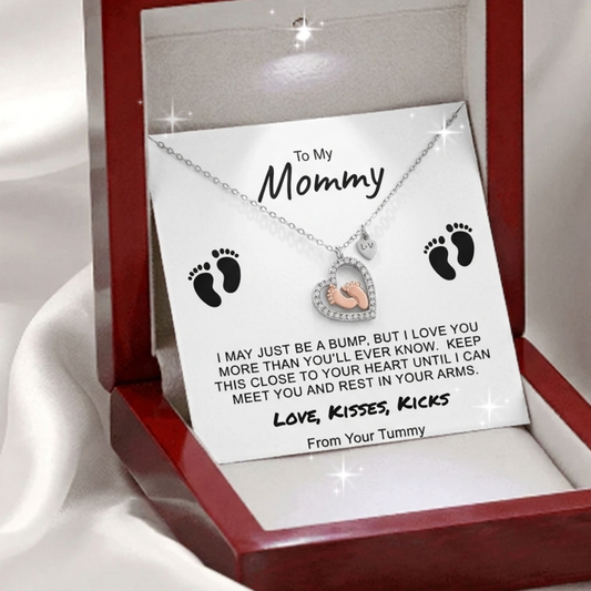Baby Feet Heart Necklace Gift For New Mom