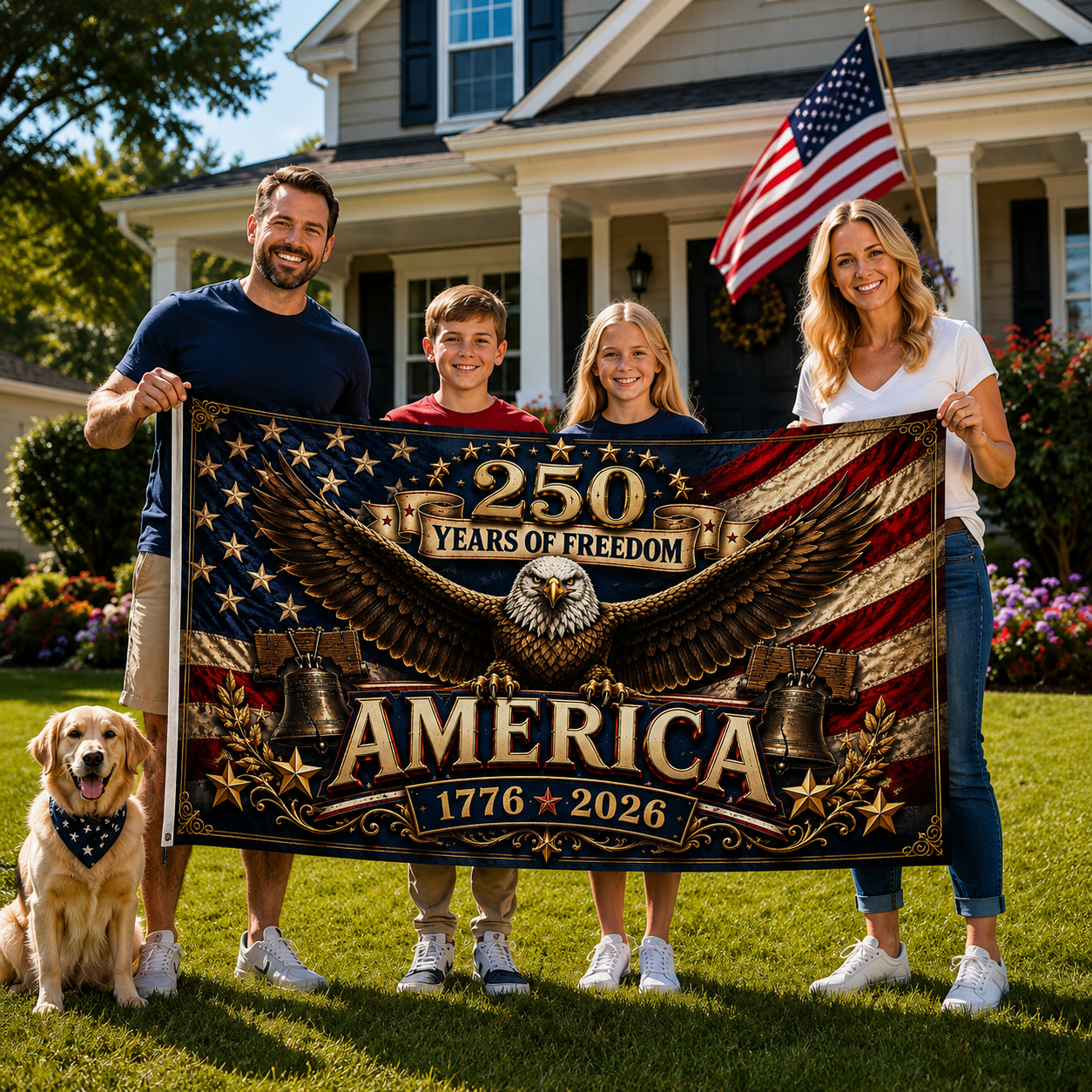 250 Years of Freedom America Flag — Double-Sided Patriotic Banner (1776–2026)