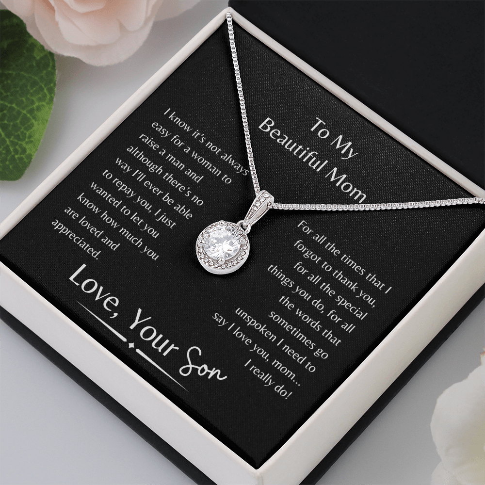 To My Beautiful Mom Sparkling Necklace From Son