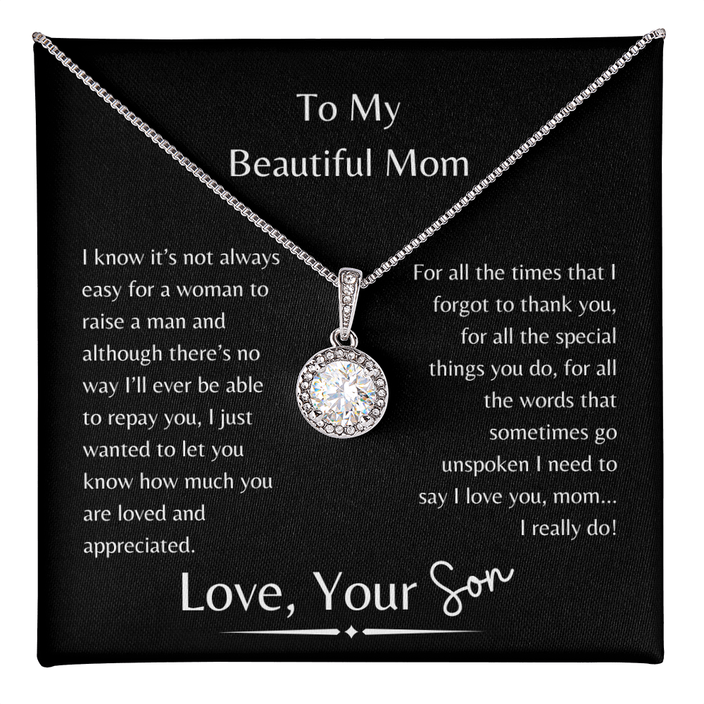 To My Beautiful Mom Sparkling Necklace From Son