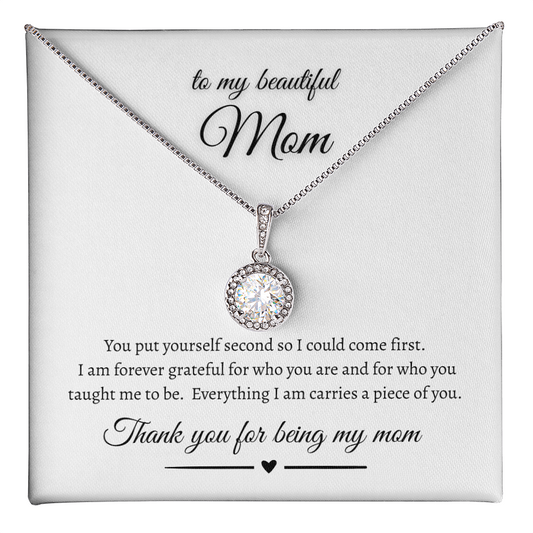 To My Beautiful Mom Eternal Hope Necklace Gift