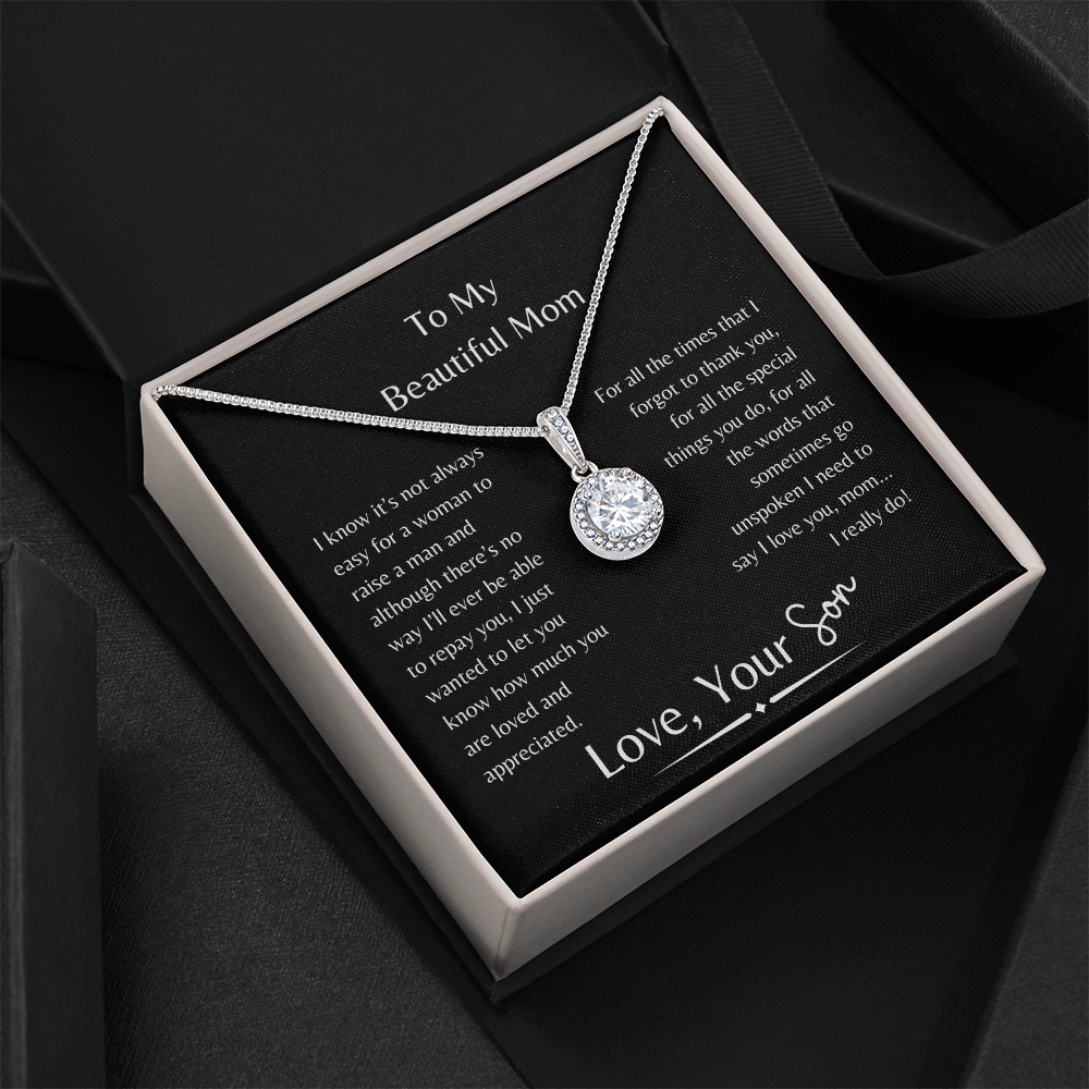 To My Beautiful Mom Sparkling Necklace From Son