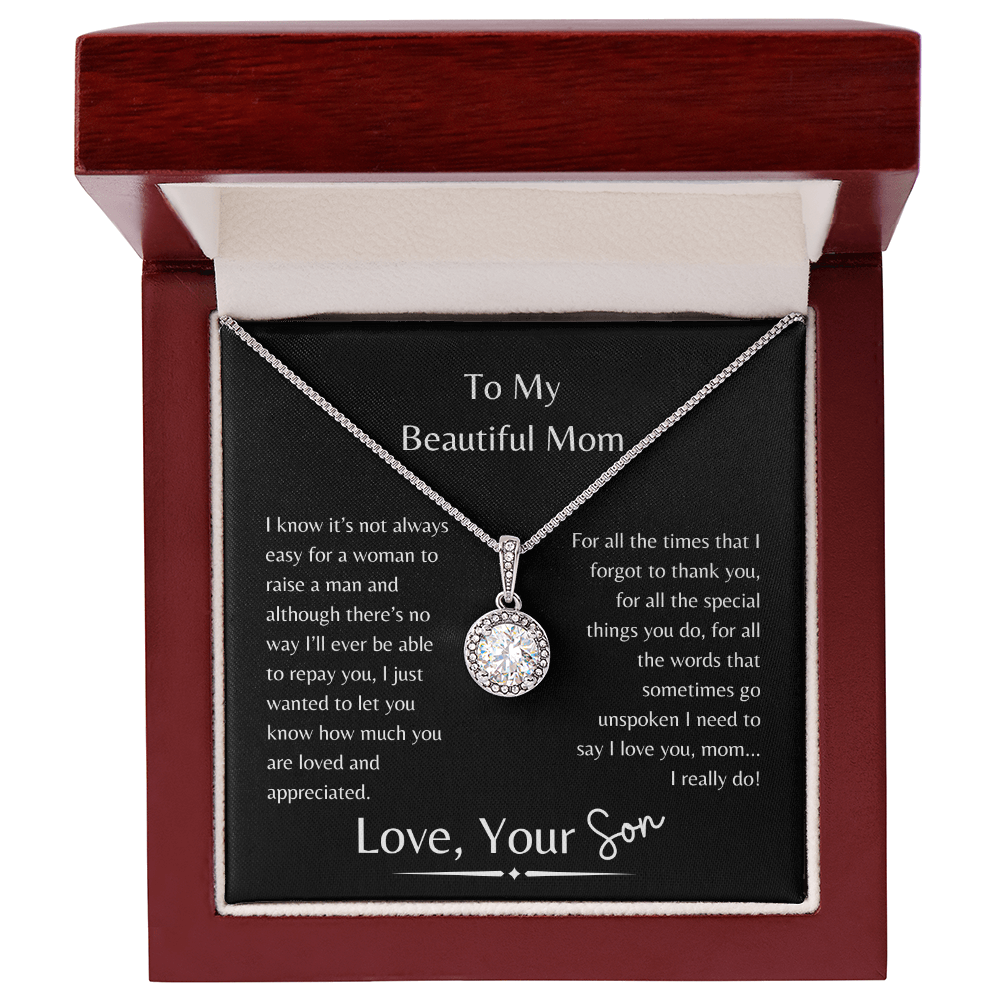 To My Beautiful Mom Sparkling Necklace From Son