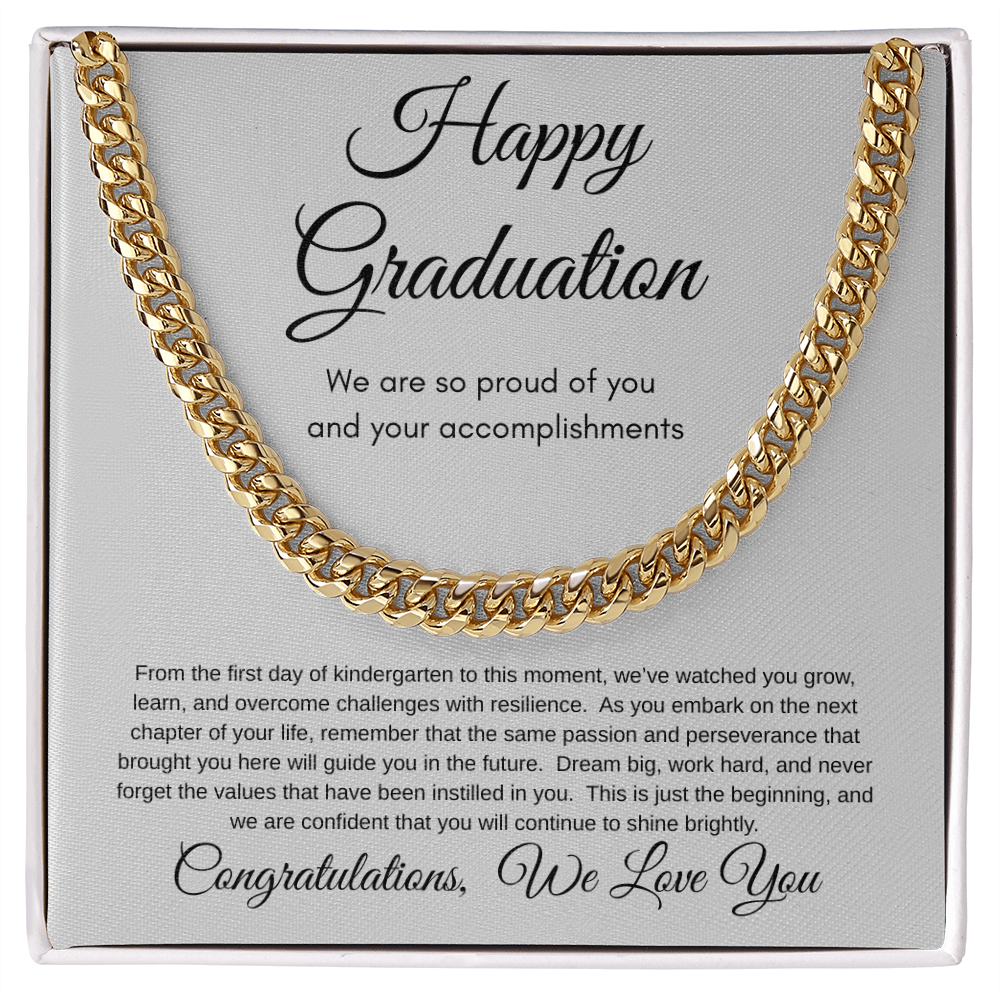 Proud Of You Graduation Cuban Link Necklace Gift For Him