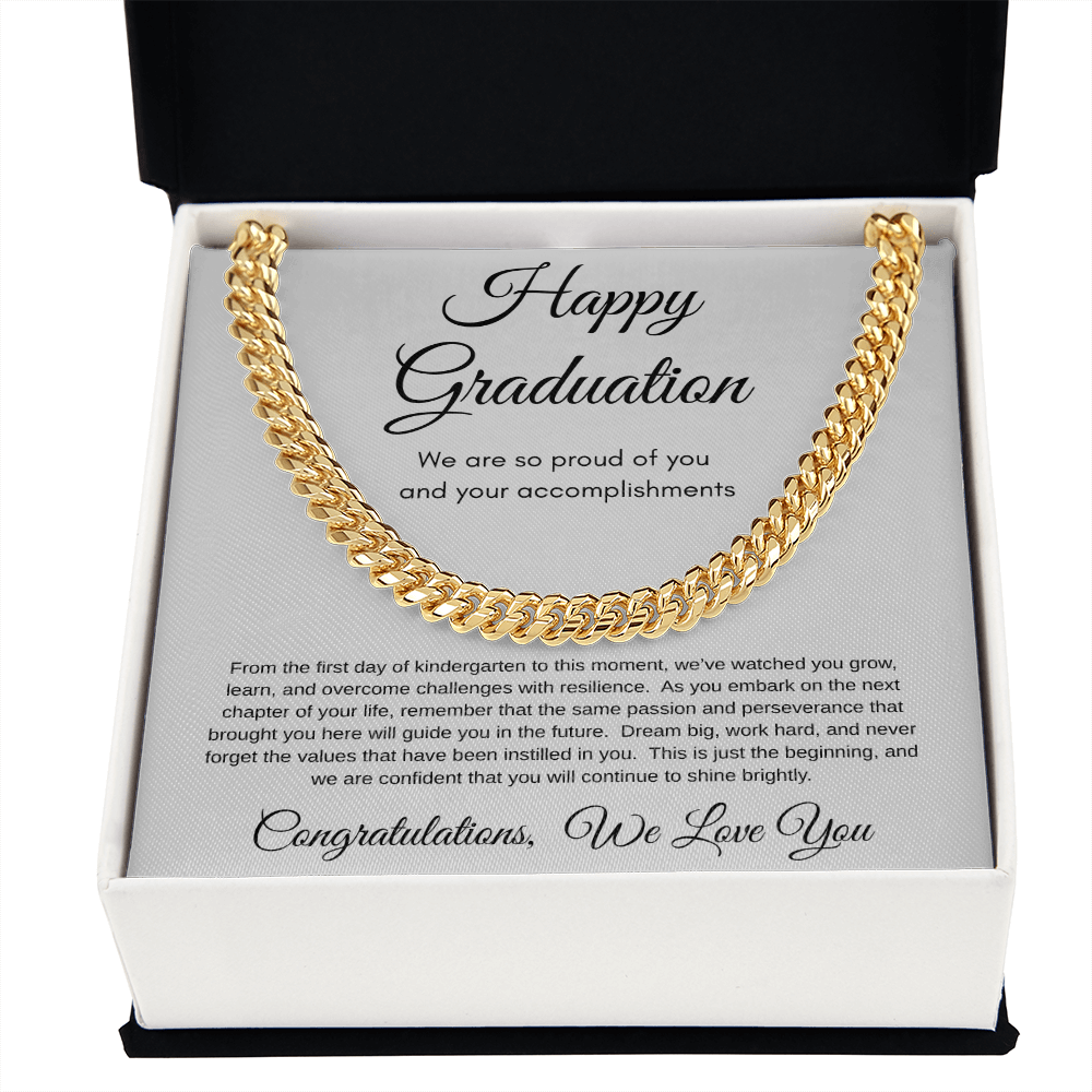 Proud Of You Graduation Cuban Link Necklace Gift For Him