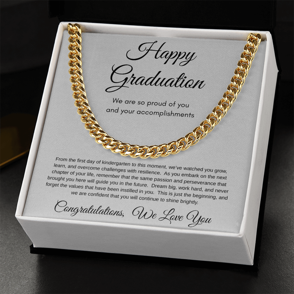 Proud Of You Graduation Cuban Link Necklace Gift For Him