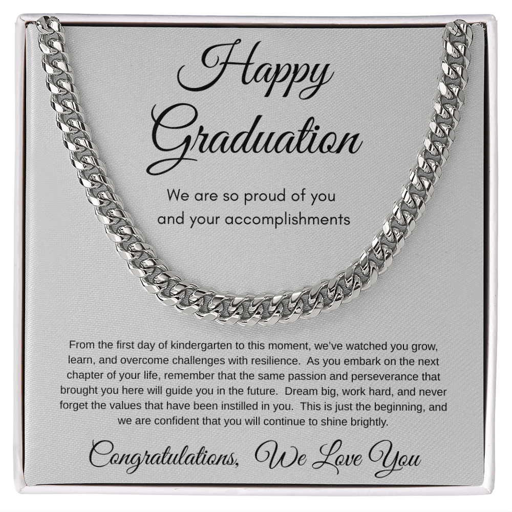 Proud Of You Graduation Cuban Link Necklace Gift For Him
