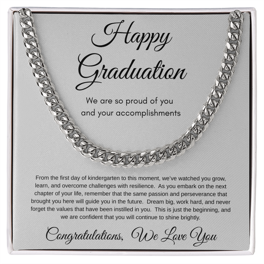 Proud Of You Graduation Cuban Link Necklace Gift For Him
