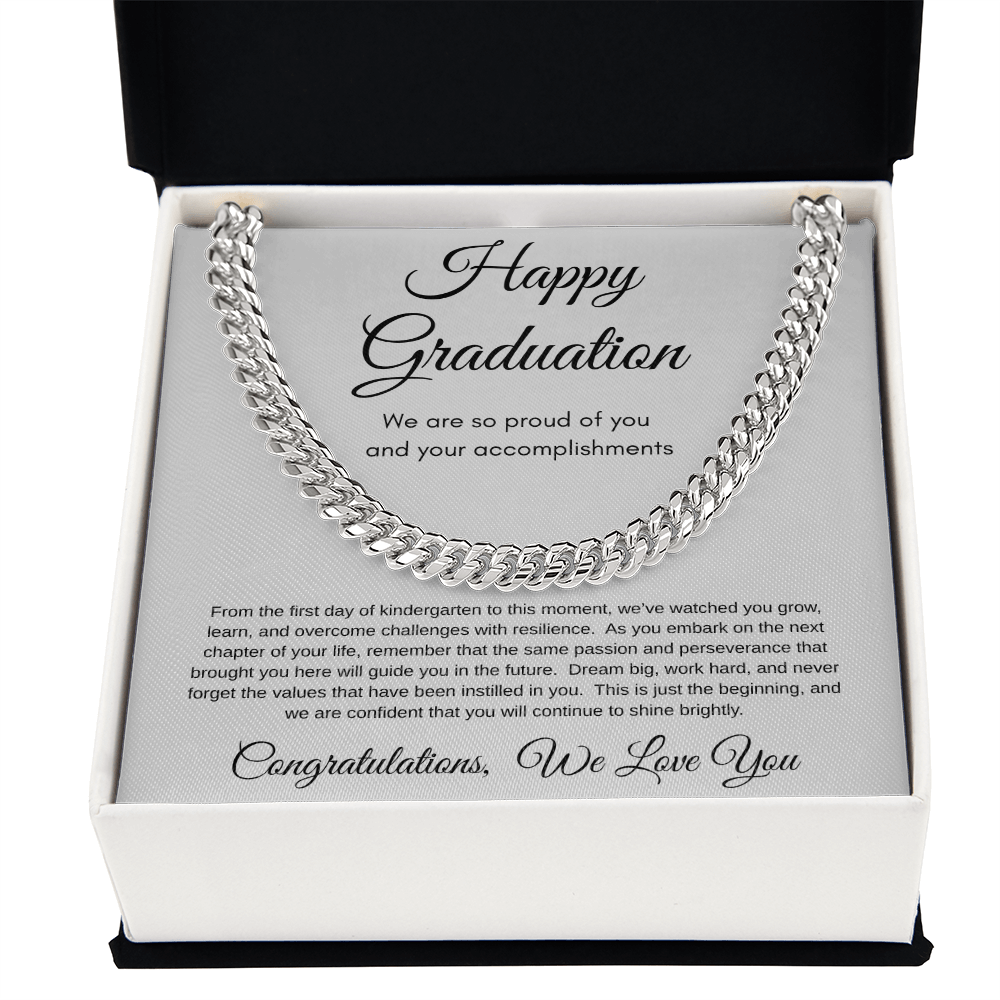 Proud Of You Graduation Cuban Link Necklace Gift For Him