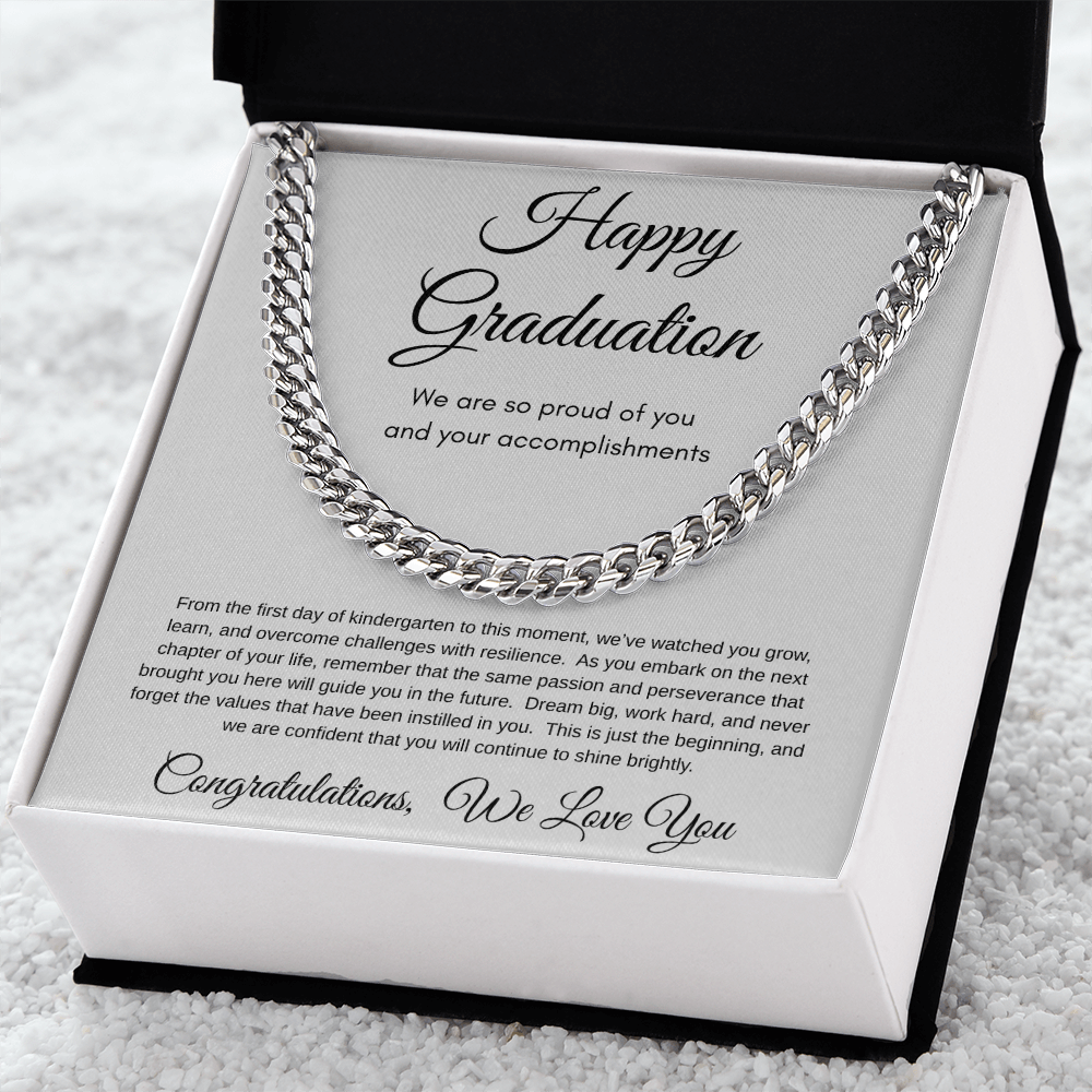 Proud Of You Graduation Cuban Link Necklace Gift For Him