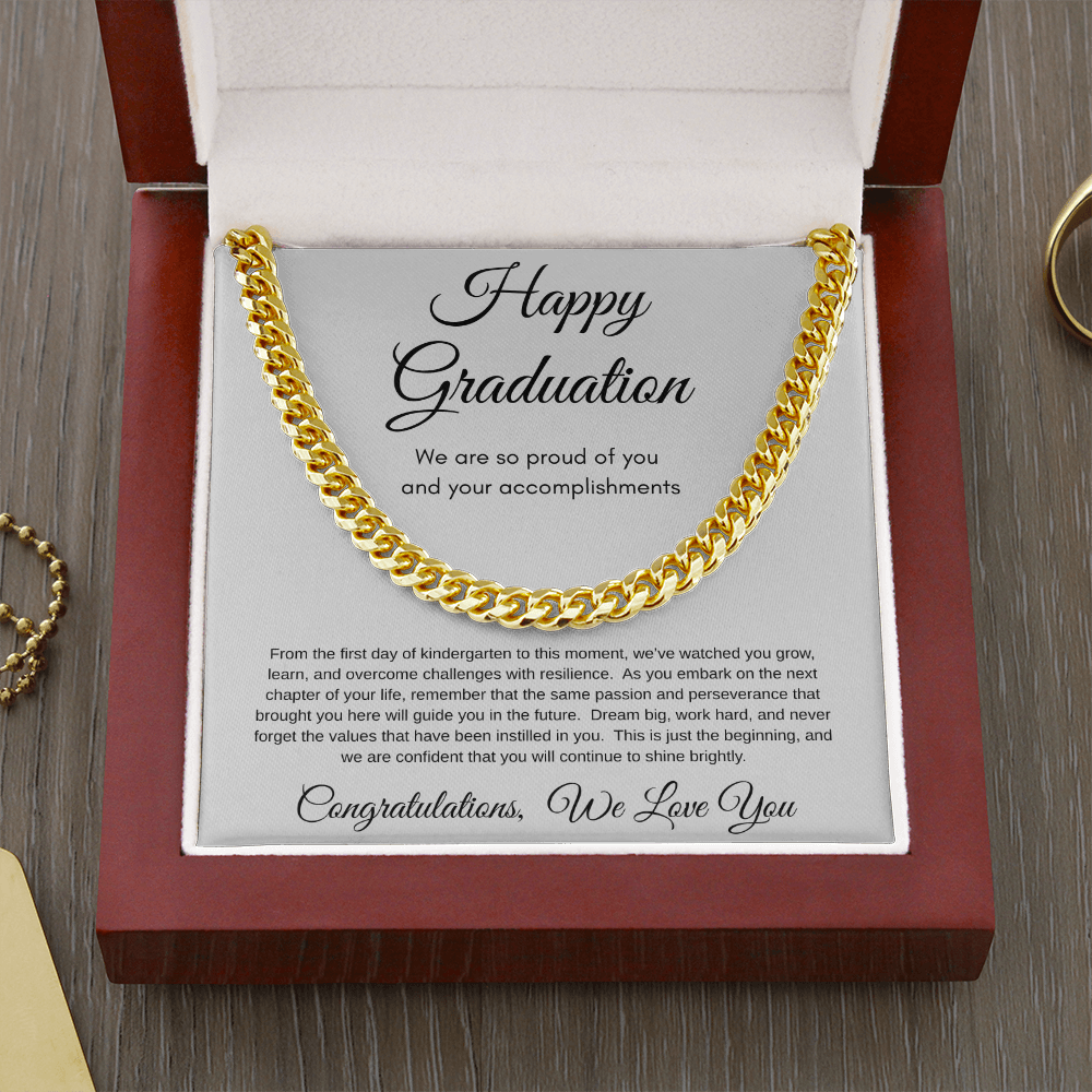 Proud Of You Graduation Cuban Link Necklace Gift For Him