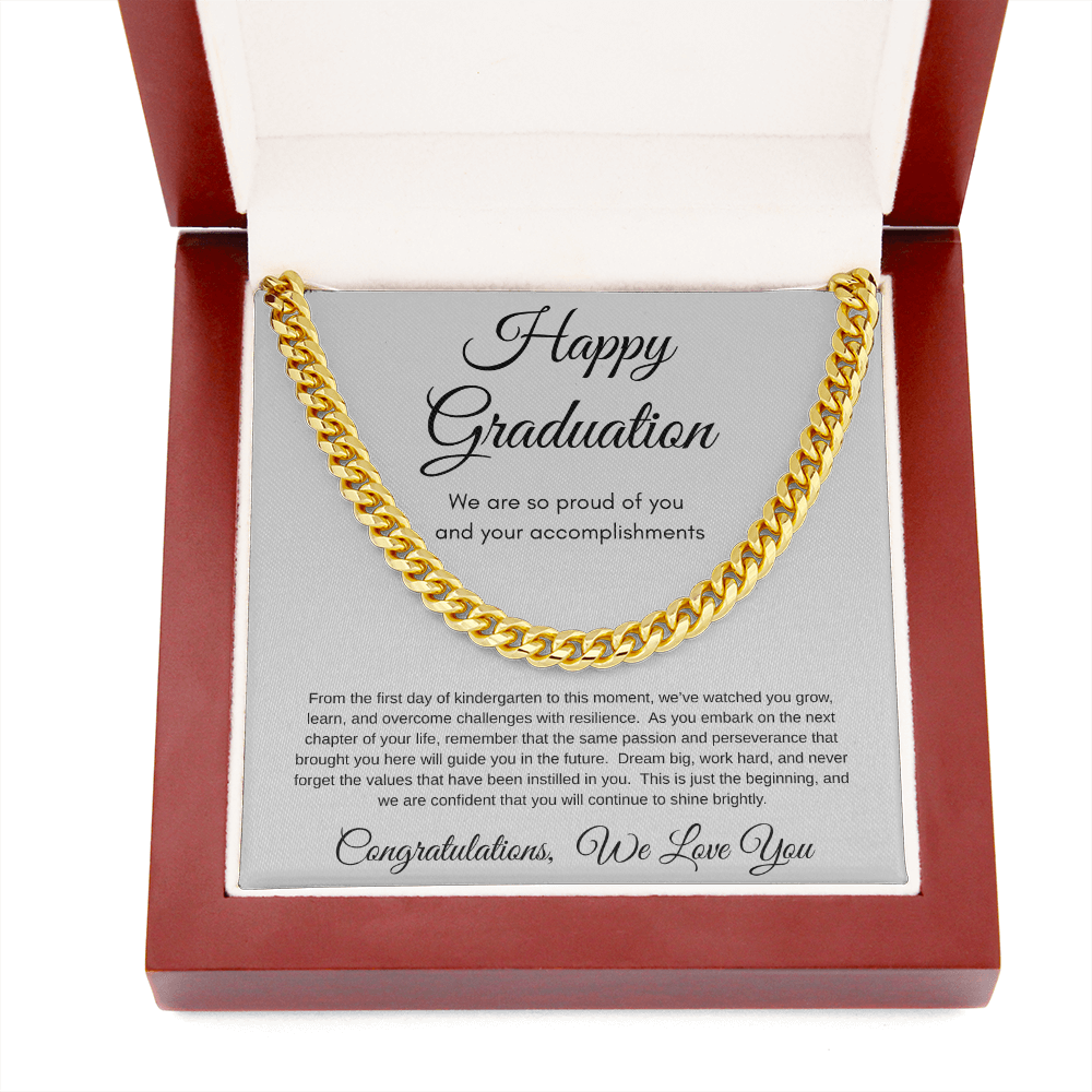 Proud Of You Graduation Cuban Link Necklace Gift For Him