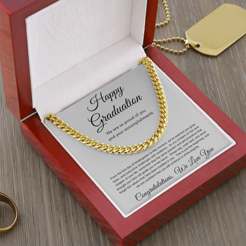 Proud Of You Graduation Cuban Link Necklace Gift For Him