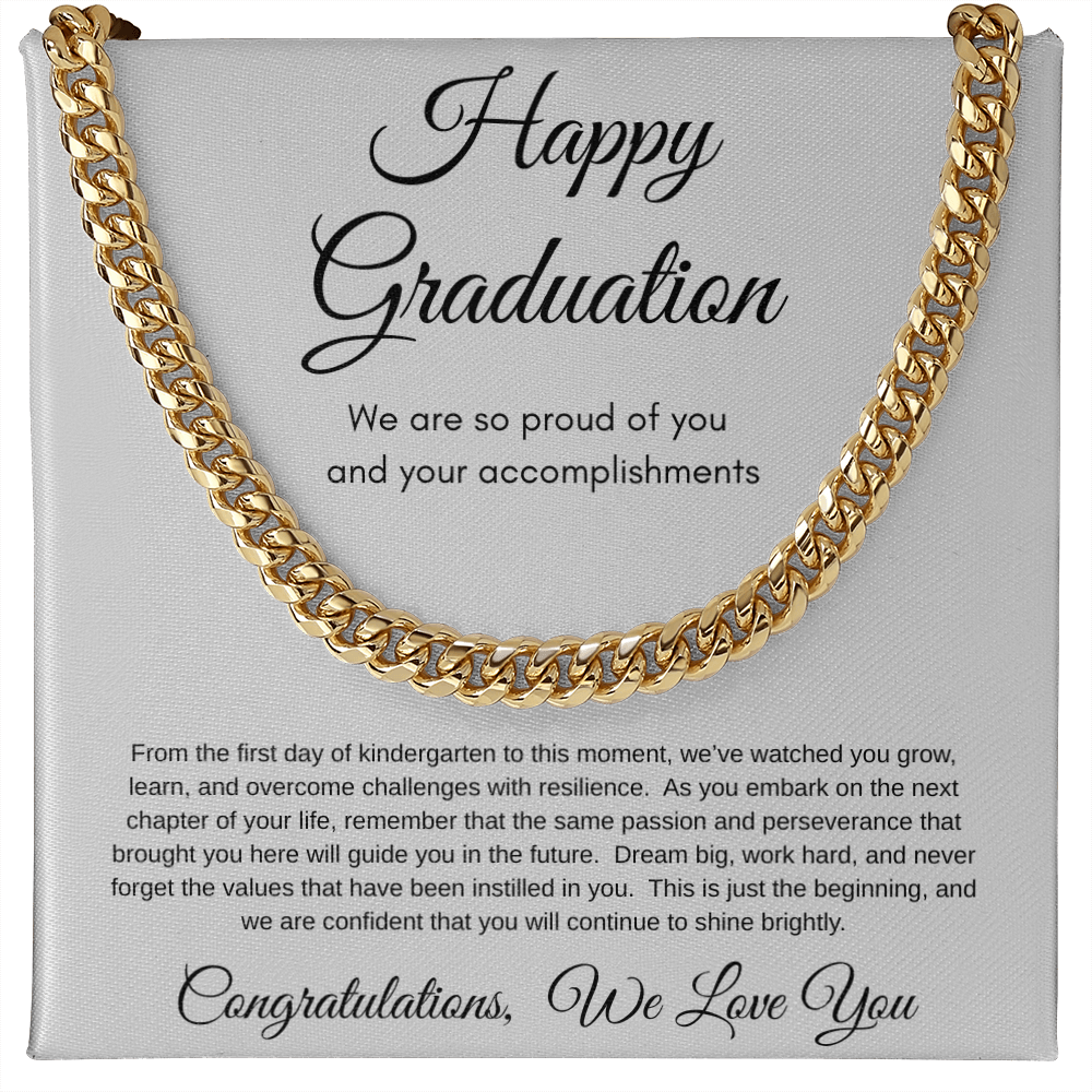 Proud Of You Graduation Cuban Link Necklace Gift For Him